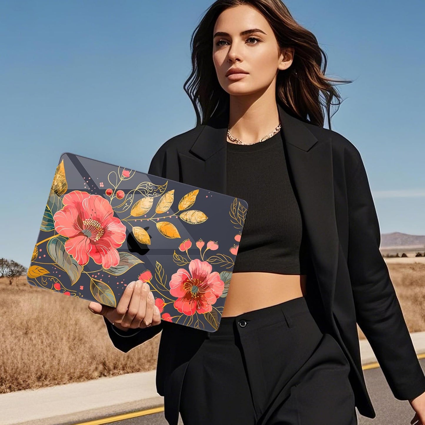 Mektron Compatible with M4 MacBook Air 15 inch Case 2025 A3241 2024 2023 M3 A3114 A2941 M2 Liquid Retina Display Touch ID, Plastic Hard Case & Keyboard Skin & Screen Protector - Floral C339