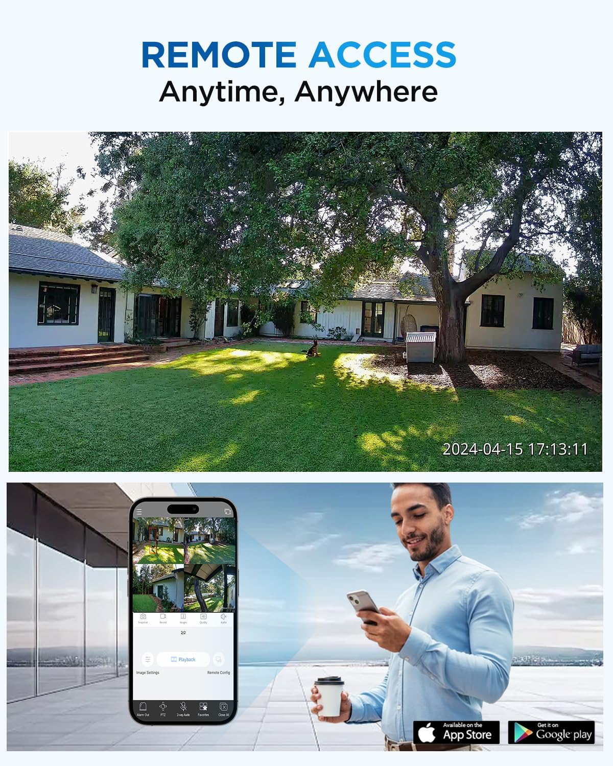 4COVR PoE PTZ Security Camera System, 4X 5MP PoE IP PTZ Camera Two Way Audio, 280ｰ Pan 90ｰ Tilt 5X Optical Zoom, Smart Color Night Vision, Human Vehicle Detection, 8CH 4K NVR 2TB HDD, LY5XCP5M0804