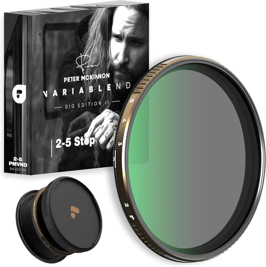 PolarPro 82mm Peter McKinnon Mist VND Camera Filter - 2-5 Stop Variable Neutral Density Lens Filter for DSLR/Mirrorless Pro Video – for Cinematic Shutter Speed Control + Diffusion