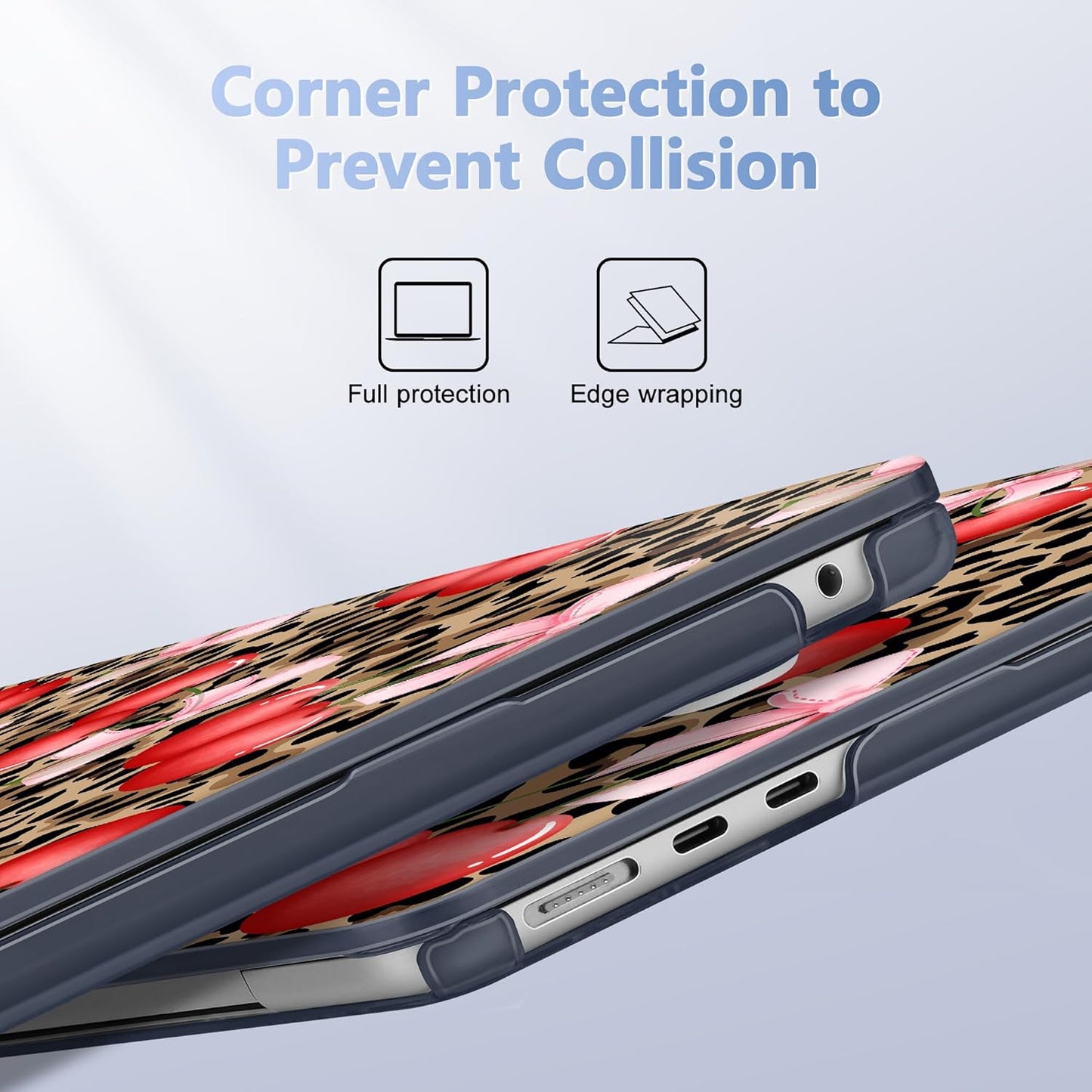 Case for MacBook Air 15 Inch 2025 2024 2023 Release M4 A3241 M3 A3114 M2 A2941, Hard Shell with Screen Protector & Keyboard Cover, Compatible with Touch ID, Leopard Cherry