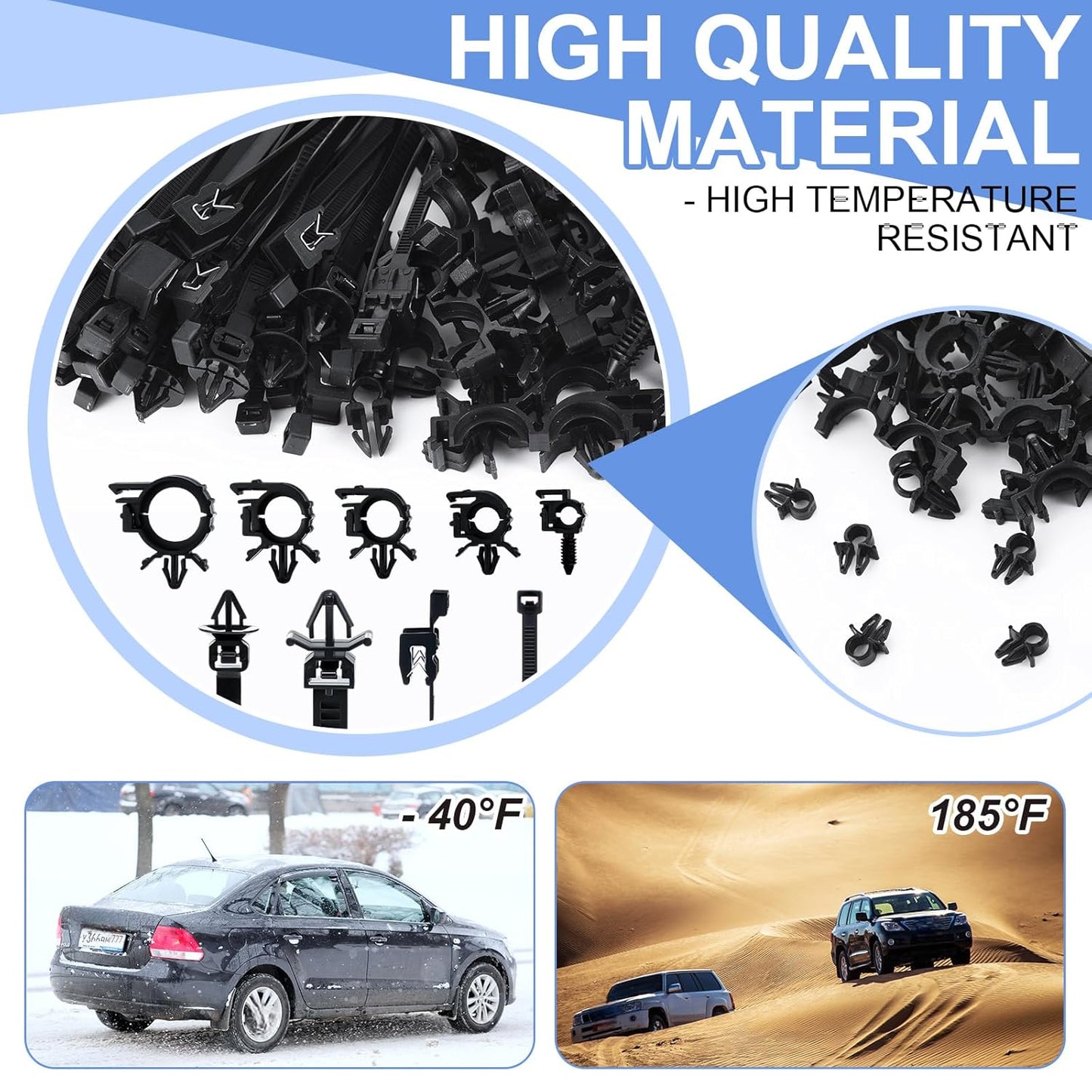 200pcs Car Wire Loom Routing Clips Push Mount Cable Tie Assortment 15 Sizes Car Harness Routing Clips Universal Wiring Harness Clip Replacement Parts for Automotive