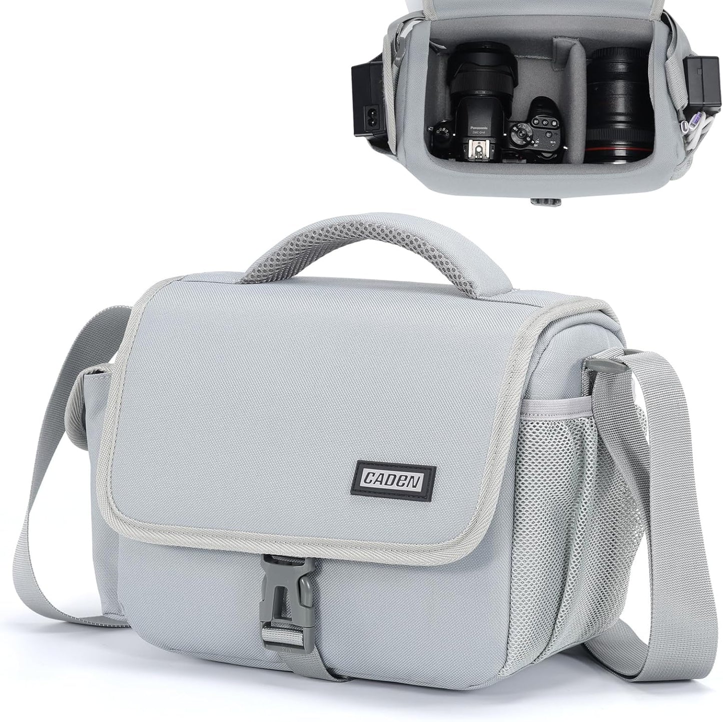 CADeN Camera Bag Case Shoulder Crossbody Bag Compatible for Nikon, Canon, Sony, DSLR SLR Mirrorless Cameras and Lenses (1.0 Grey, Small)