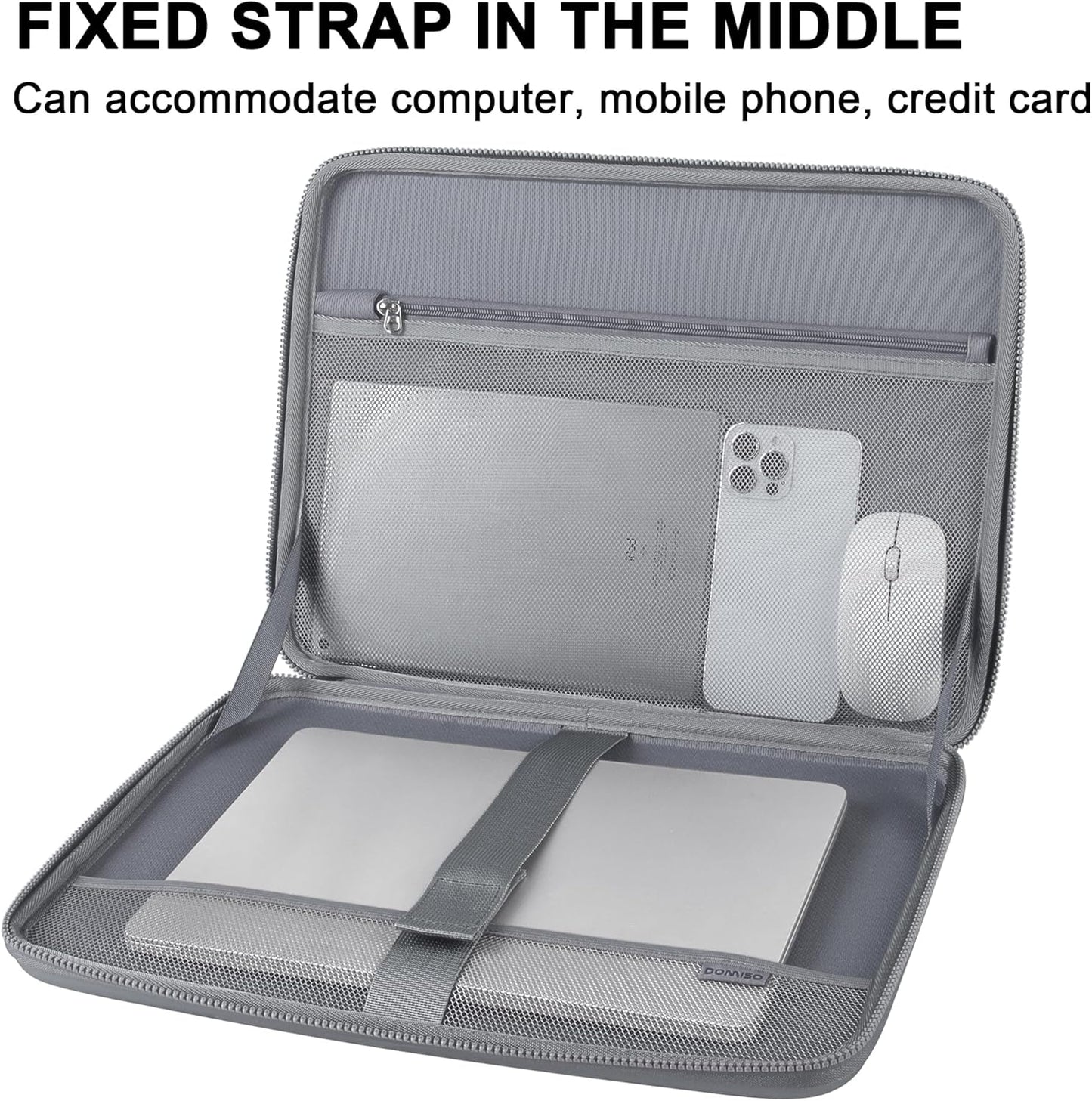 DOMISO 17 Inch Laptop Case Rugged Sleeve Waterproof Hard Shell Protective Cover Fits Most 17-17.3" Laptops/Dell XPS 17 / HP Envy 17 (Silver)