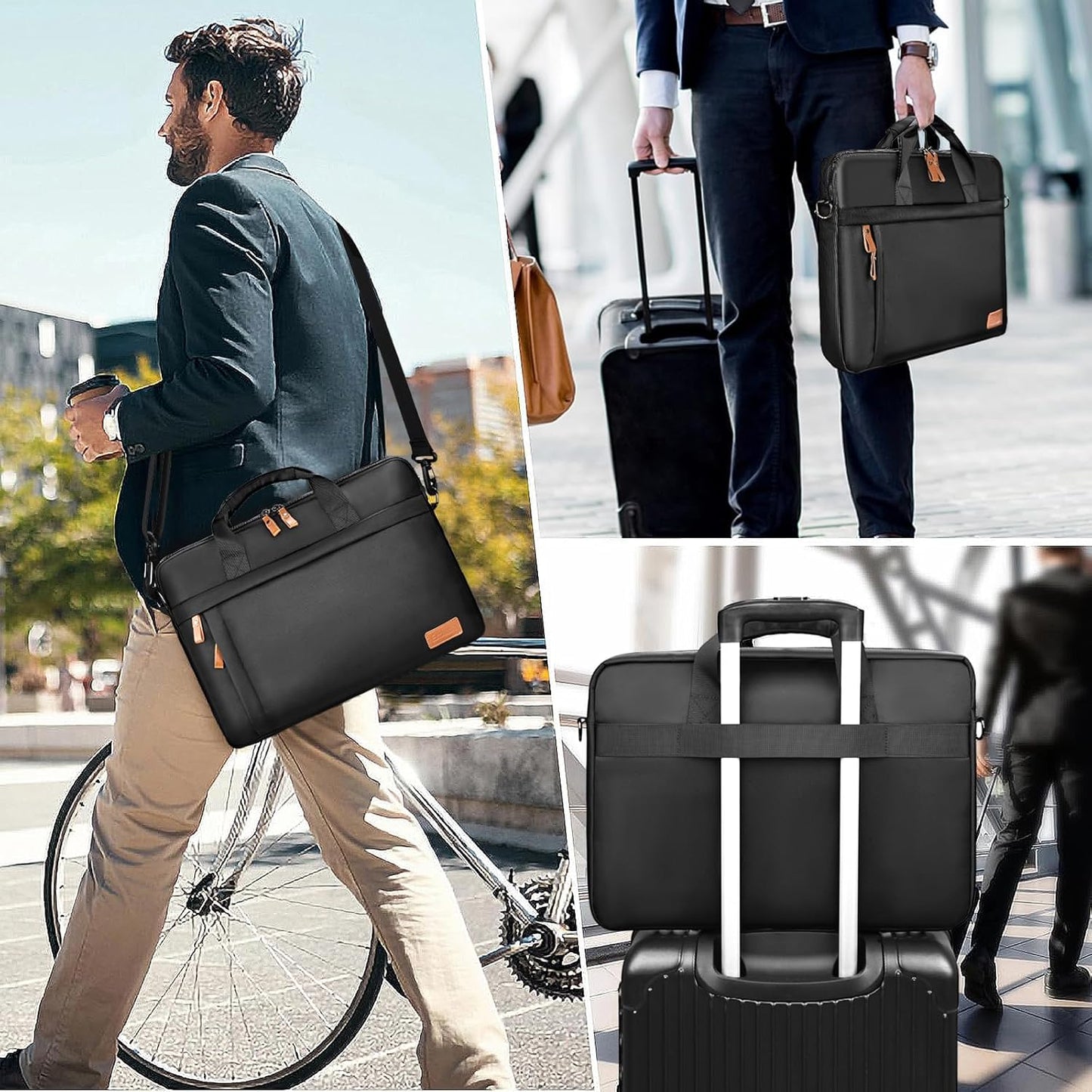 ESTARER Laptop Bag 17-17.3 Inch, Computer Bags for Men Water-resistant Nylon Laptop Case Slim Laptop Sleeve Fits Hp/Dell/Asus/Lenovo/Acer, Black