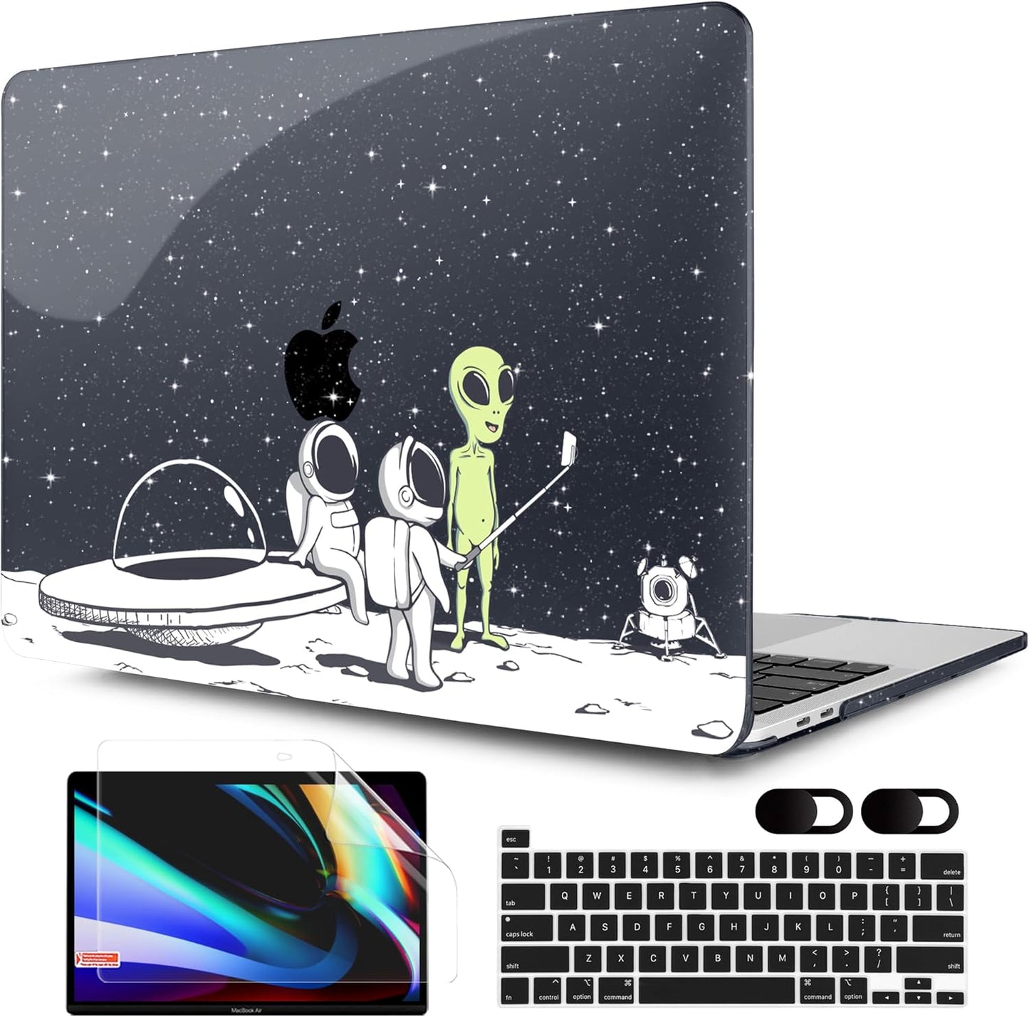 MEEgoodo Case for MacBook Pro 13 inch, Hard Shell Case with Keyboard & Camera Cover, Compatible with 13 inch MacBook Pro A2338 M2/M1 A2251 A2289, Astronauts & Alien Theme