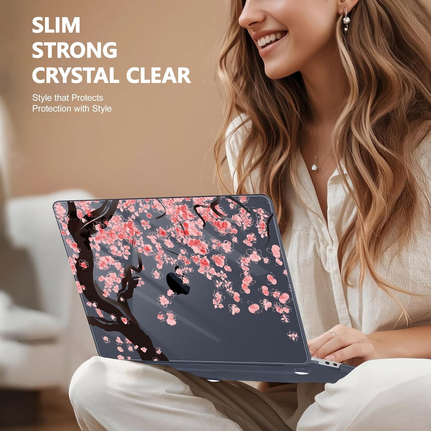 May Chen Compatible with MacBook Pro 13 inch Case 2022 2021 2020 Release Models A2338 M2 M1 A2251 A2289, Plastic Hard Shell Case + Keyboard Cover for MacBook Pro 13" with Touch Bar, Cherry Blossom