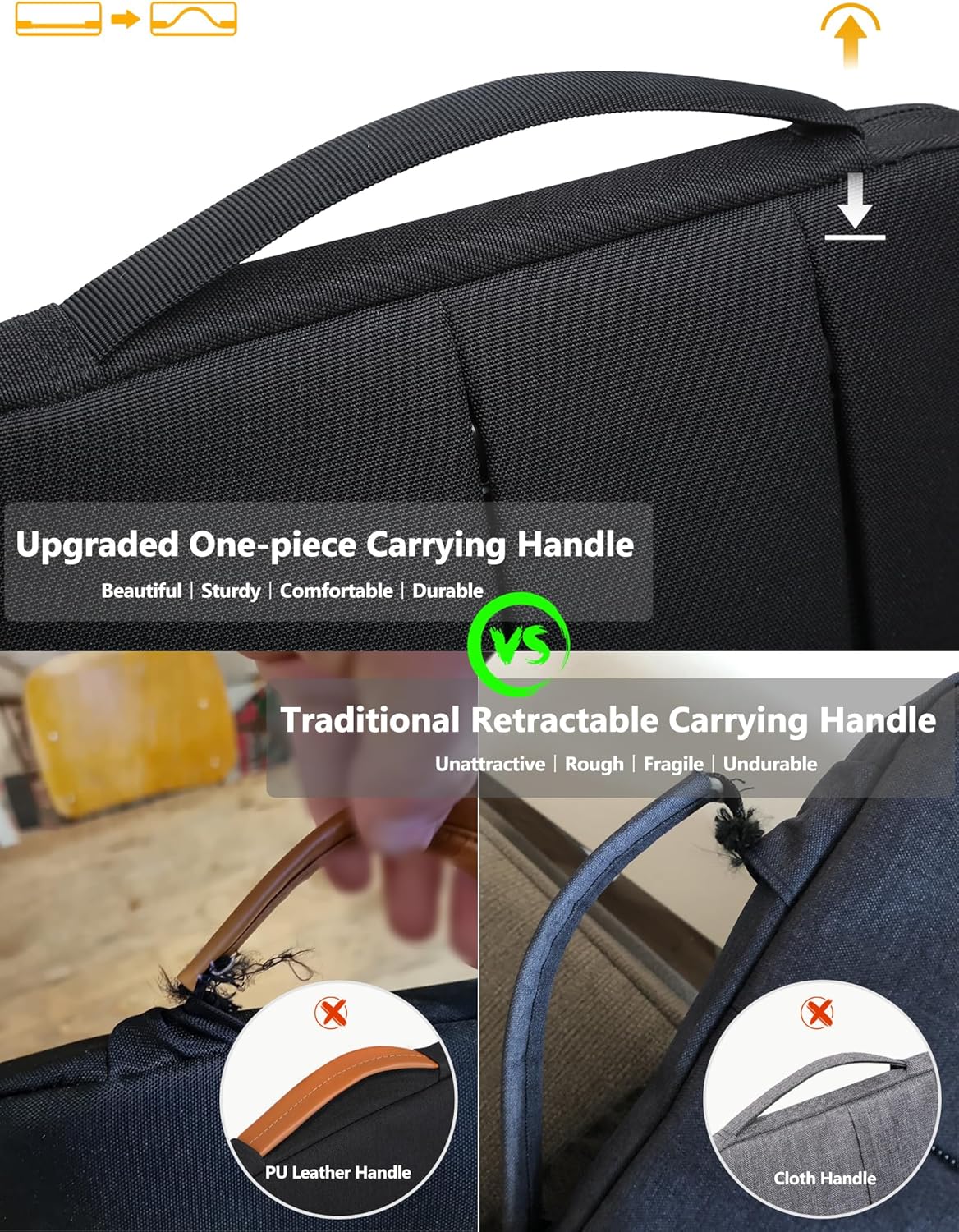 HYZUO 15-16 Inch Laptop Sleeve Bag for MacBook Pro 16 M4/M3/M2/M1 2025-2019, 15" Surface Book, Portable NoteBook Case for 15" 15.6" HP Dell Lenovo ThinkBook Asus Acer Samsung HUAWEI, Classic Black