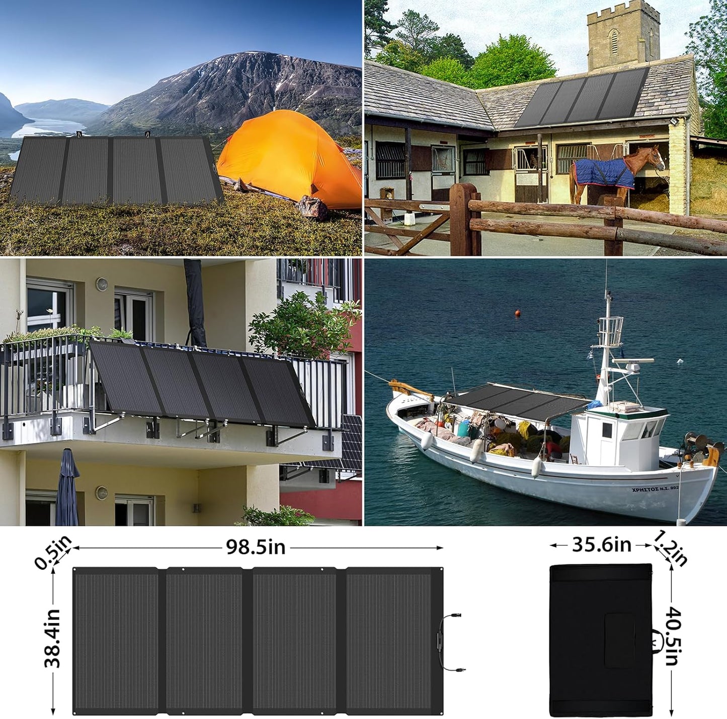 400W 42V ETFE Portable Solar Panel, IP68 Waterproof Foldable 24% High Conversion, Ultra-Light Solar Charger for Power Station RV Camping Off Grid