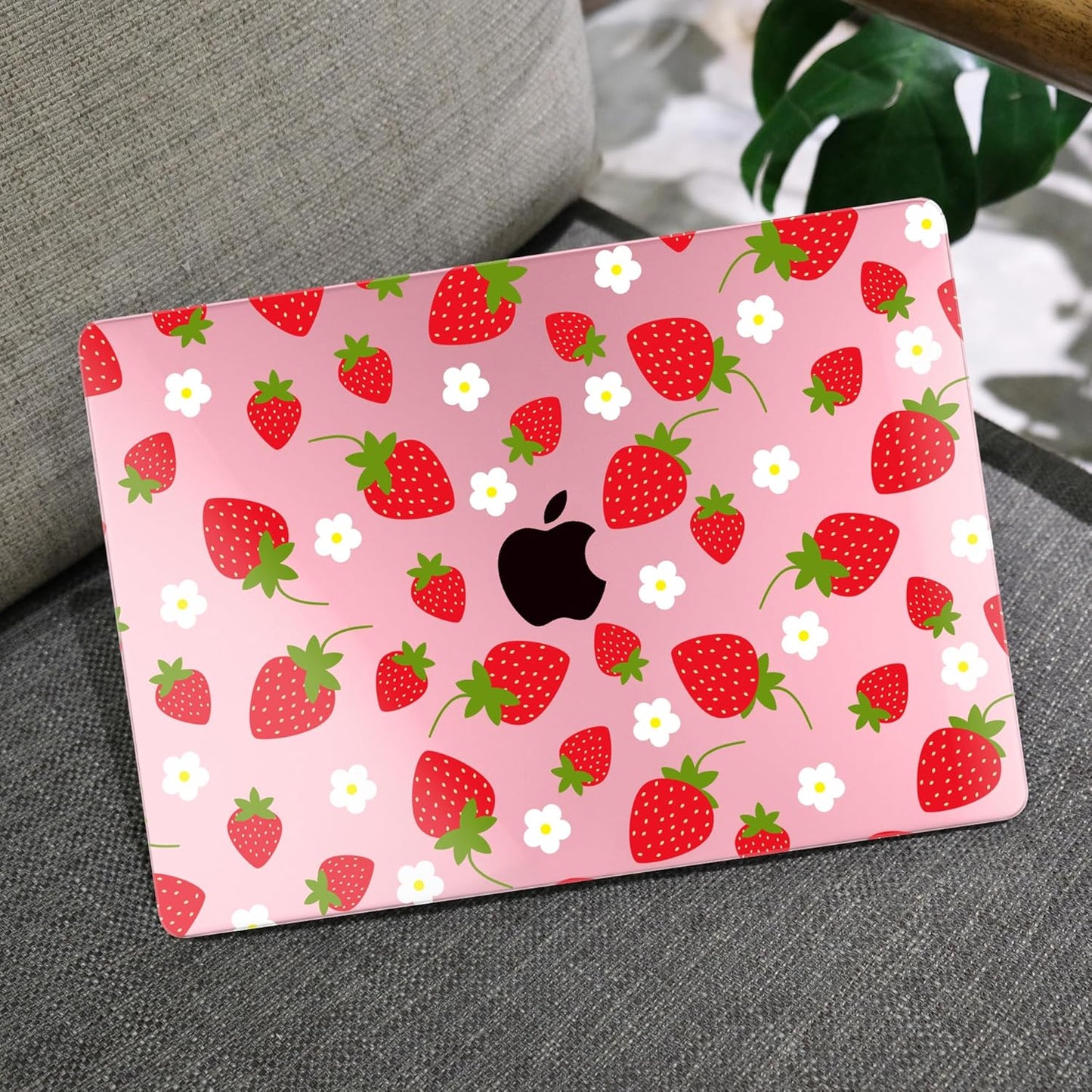 MEEgoodo for MacBook Air 13 inch Case 2021 2020 2019 2018 Released A2337 M1 A2179 A1932 with Touch ID, Plastic Hard Shell & Keyboard Cover Compatible with MacBook Air Case 13.3, Strawberries & Flowers