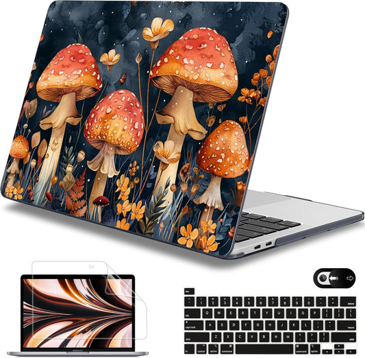 Mektron for MacBook Pro 13-inch Case 2022 2021 2020 Release A2338 M2 M1 A2289 A2251, Printed Plastic Hard Shell Cover for New MacBook Pro 13.3-inch Touch Bar Fits Touch ID，Mushrooms