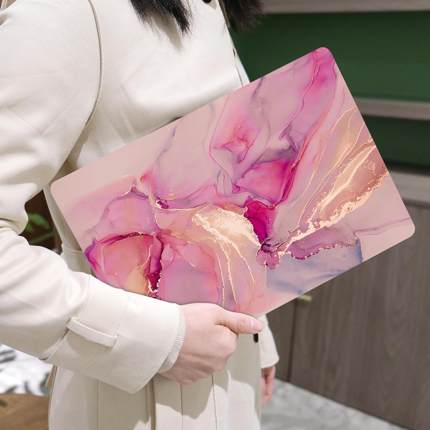 MEEgoodo for MacBook Air 13.3 inch Case 2021 2020 2019 2018 A2337 M1 A2179 A1932,Clear Case for MacBook Air M1,Laptop Shell with Keyboard Webcam Cover&Trackpad Film&Type C Adapter,Gold Splashes Marble