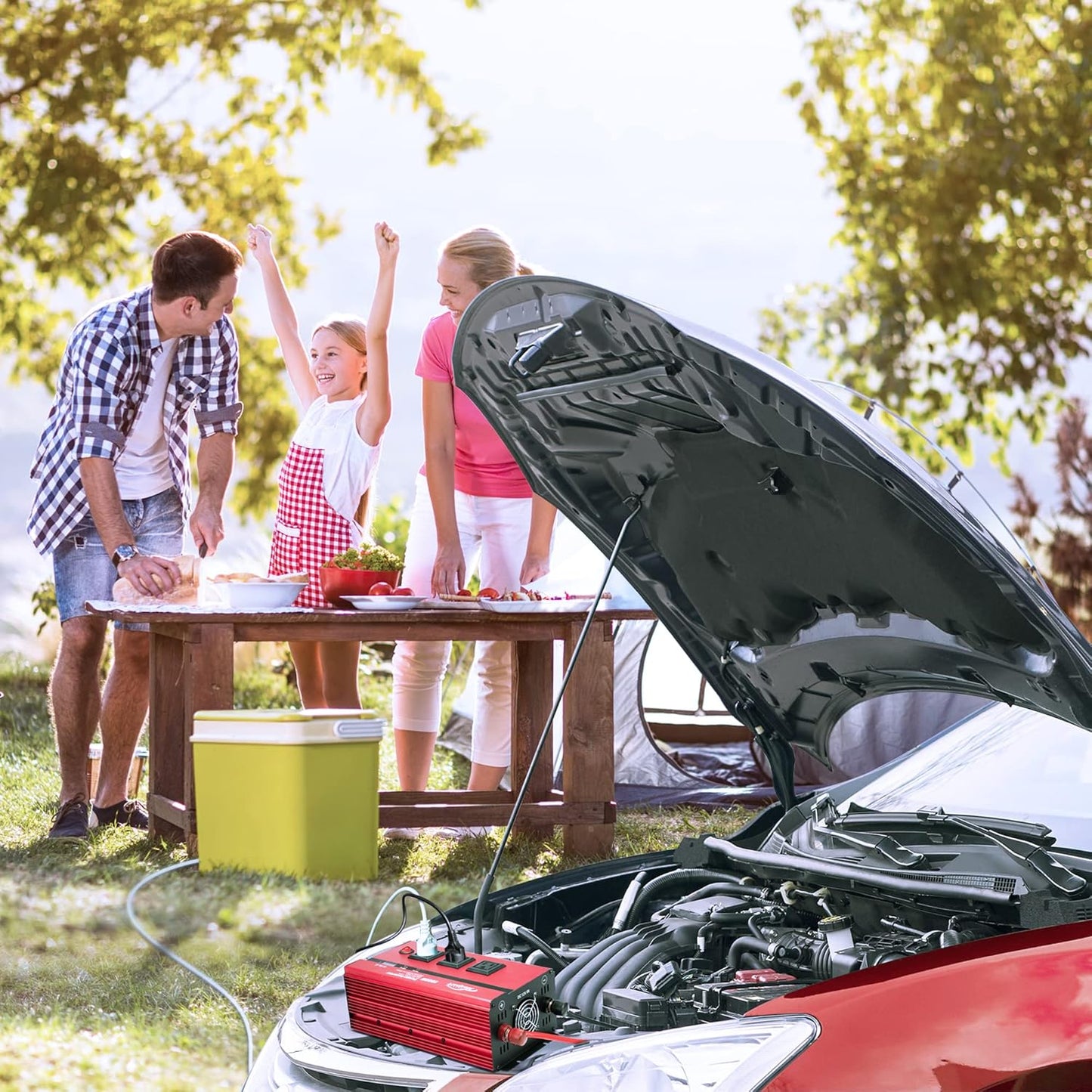 2000w 12v Car Power Inverters for Vehicles Truck with USB Charging Port,12v DC to 110v AC Inverter Converter with 3 AC Outlets