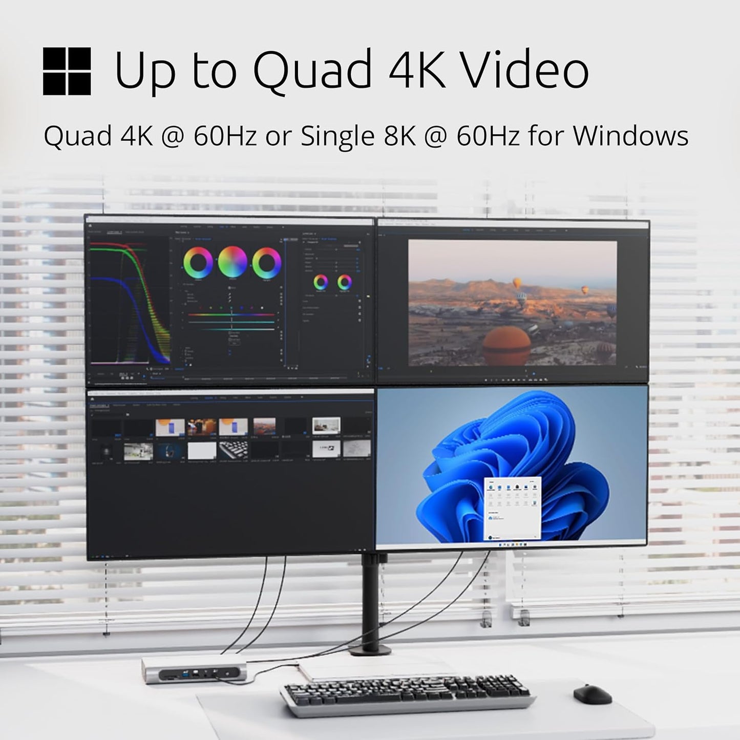 Kensington SD5800T Thunderbolt 4 and USB4 Quad 4K Display Docking Station, 100W Charging, 2 x HDMI, 2 x DP, 2.5G Ethernet, Card Readers, for Windows/MacOS (K32856NA)