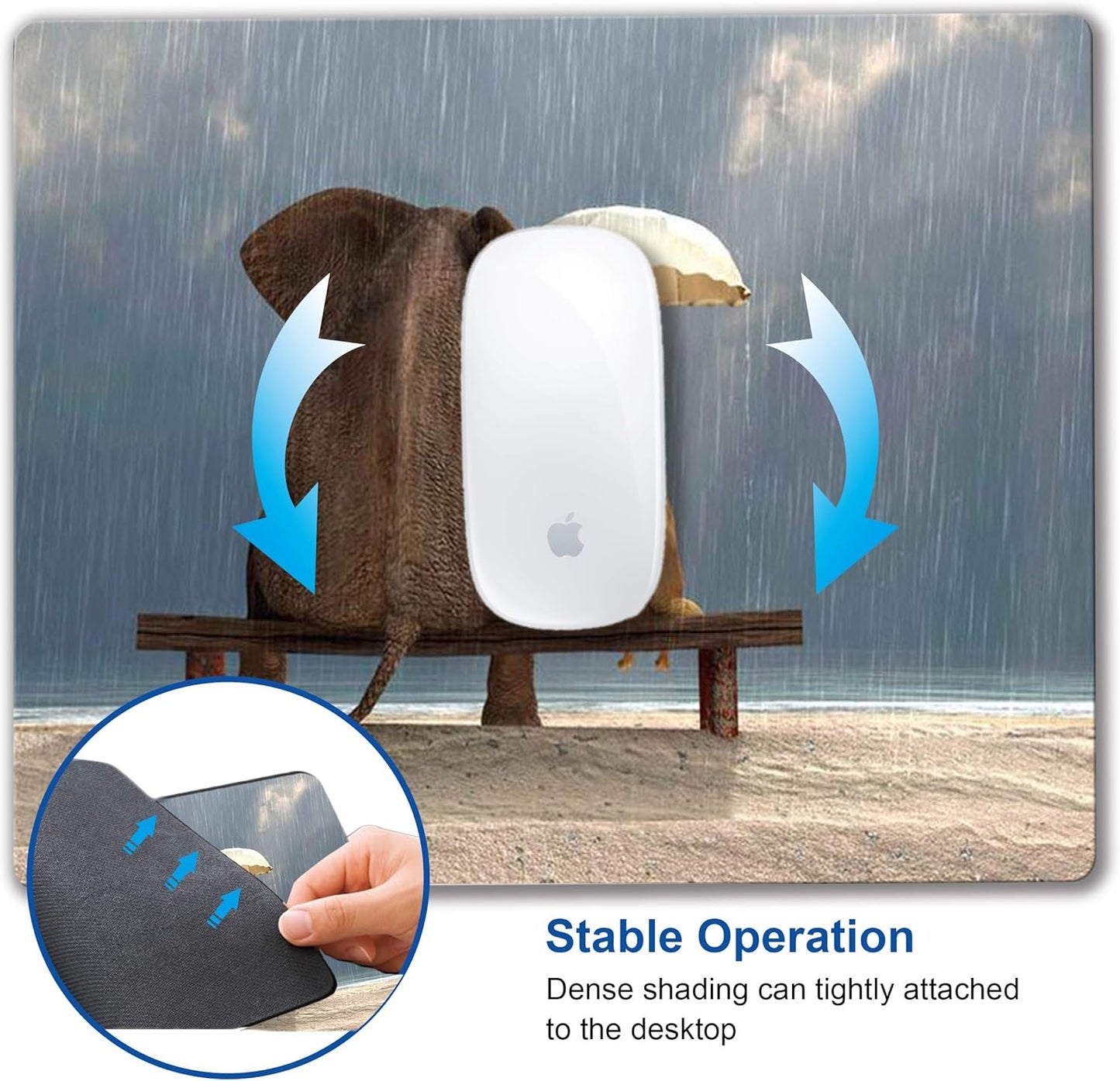 Elephant and Dog Mouse pad Personalized Computer Mouse Pads Office Decoration Accessories Gift Non-Slip Rubber Mousepad for Laptop 9.5 x 7.9 in