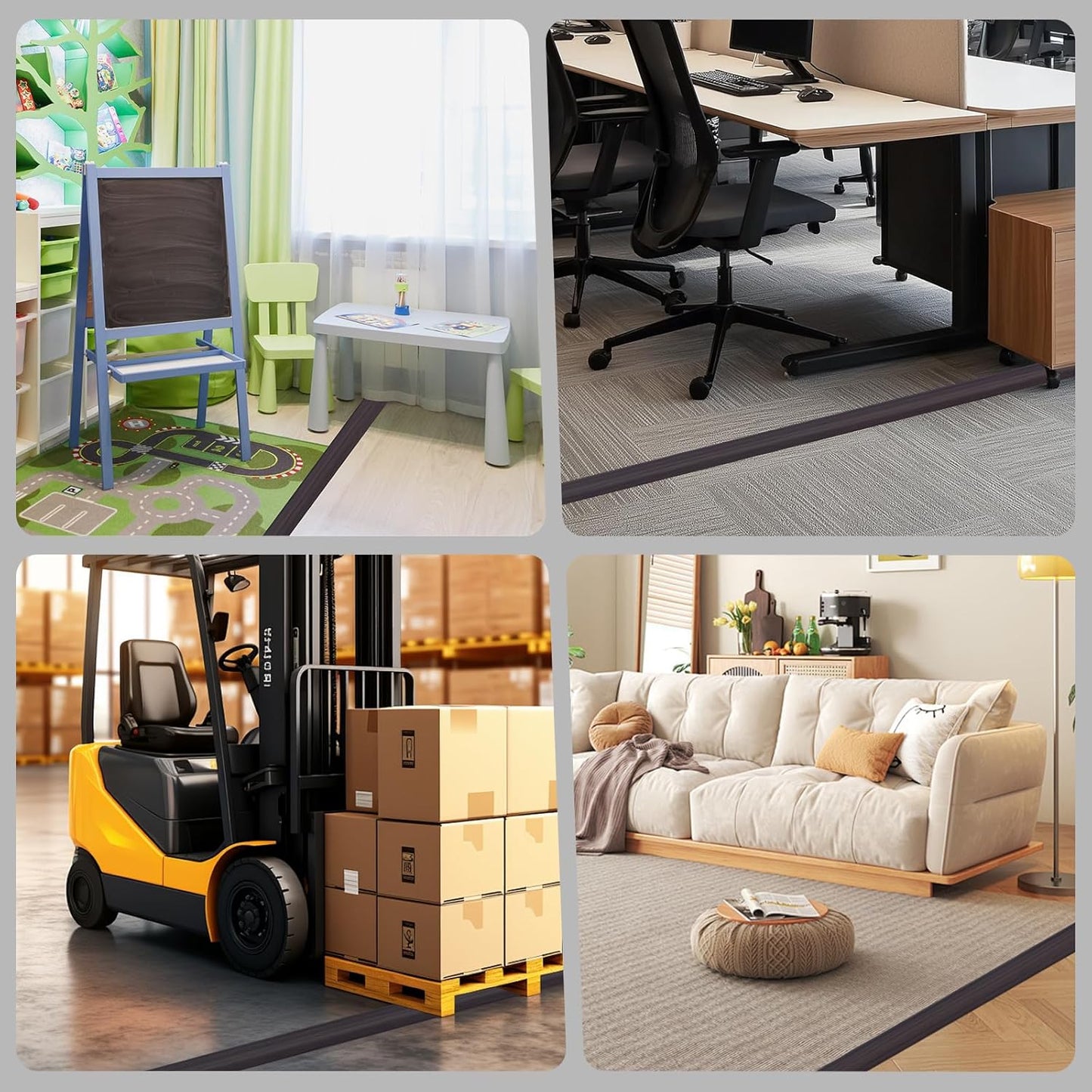 Floor Cord Cover for Wires on Floor Self Adhesive Cord Hider Floor Cable Management Wire Covers for Cords Protector Prevent Cable Trips Cord Cavity W 0.32" x H 0.32", Black Walnut, 3.3Ft