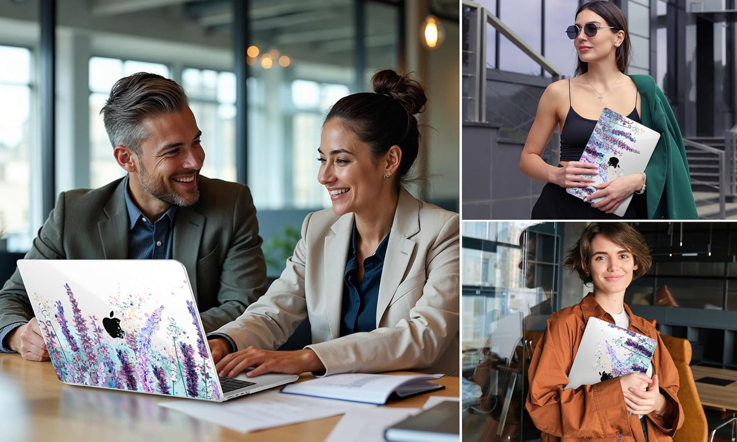 DONGKE for M4 MacBook Pro 16 Inch Case 2024 2023 2021 A3403 A3186 M3 A2991 M2 A2780 M1 A2485 Pro/Max Chip, Plastic Hard Shell Case & Keyboard Cover for Mac Pro 16 with Touch ID, Lavender Flowers