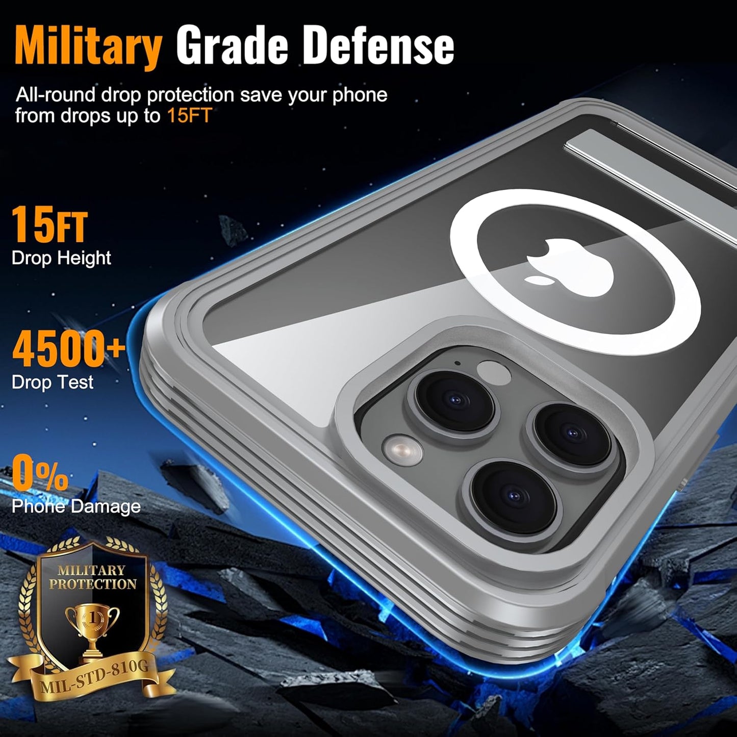 360° Protection Magnetic for iPhone 16 Pro Case Built-in 9H Privacy Screen Protector & Metal Stand[Fit for Magsafe][Anti-Spy][Lens Protector] Heavy Duty Shockproof Phone Case for iPhone 16 Pro