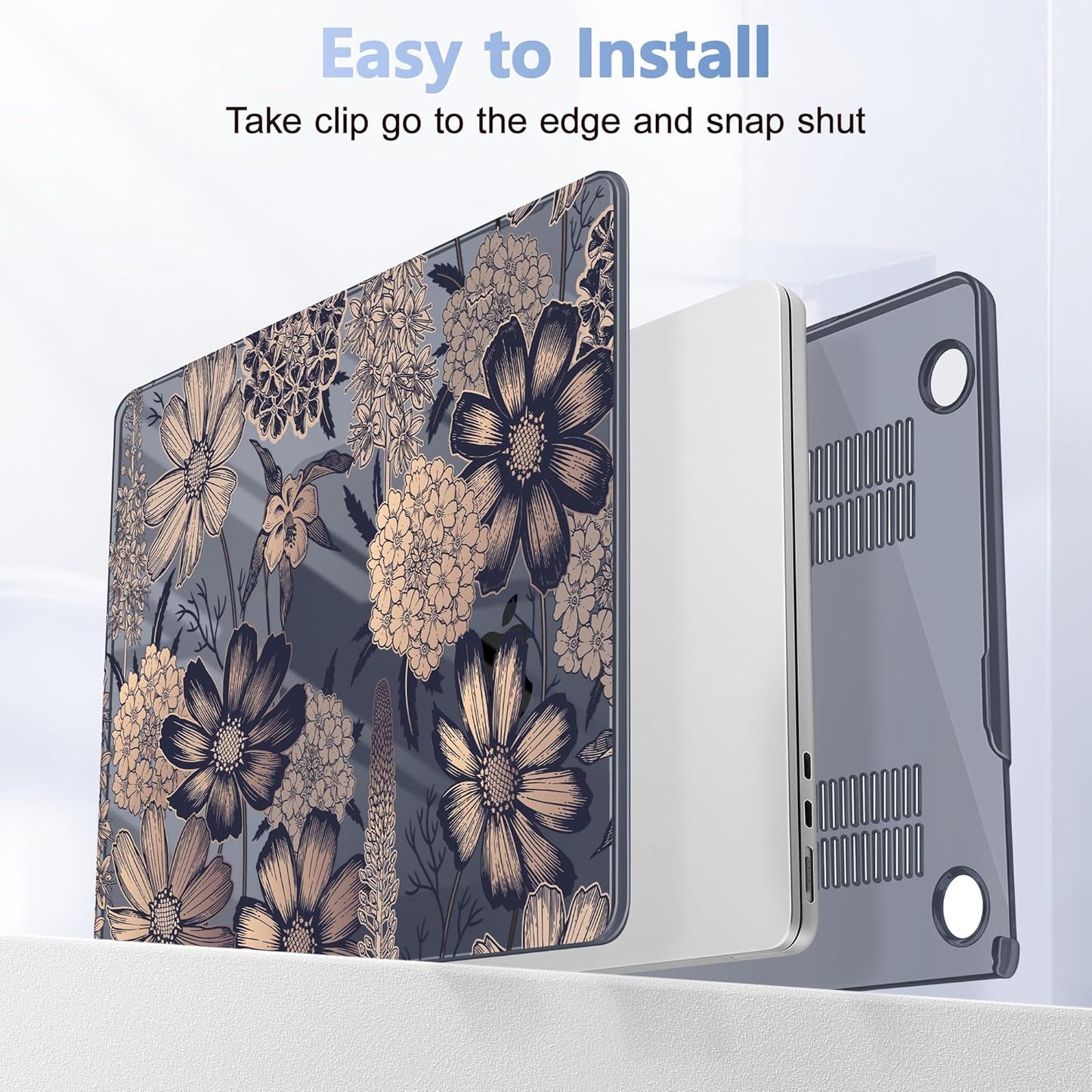 Case for MacBook Air 15 Inch 2025 2024 2023 Release M4 A3241 M3 A3114 M2 A2941, Hard Shell with Screen Protector & Keyboard Cover, Compatible with Touch ID - Spring Floral