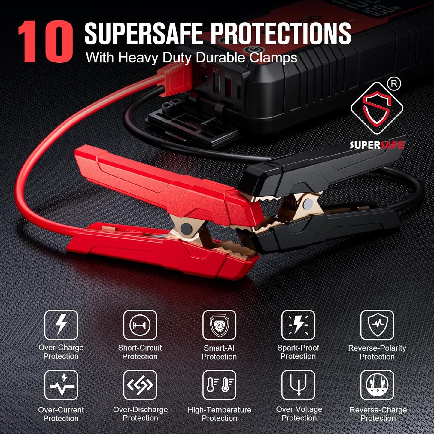 GOOLOO 6000A Jump Starter GT6000 Car Starter with 100W Bi-Directional Fast Charge, Powerful 12V Auto Battery Booster(All Gas & up to 12L Diesel Engine), Supersafe Portable Jump Box for Emergency Use