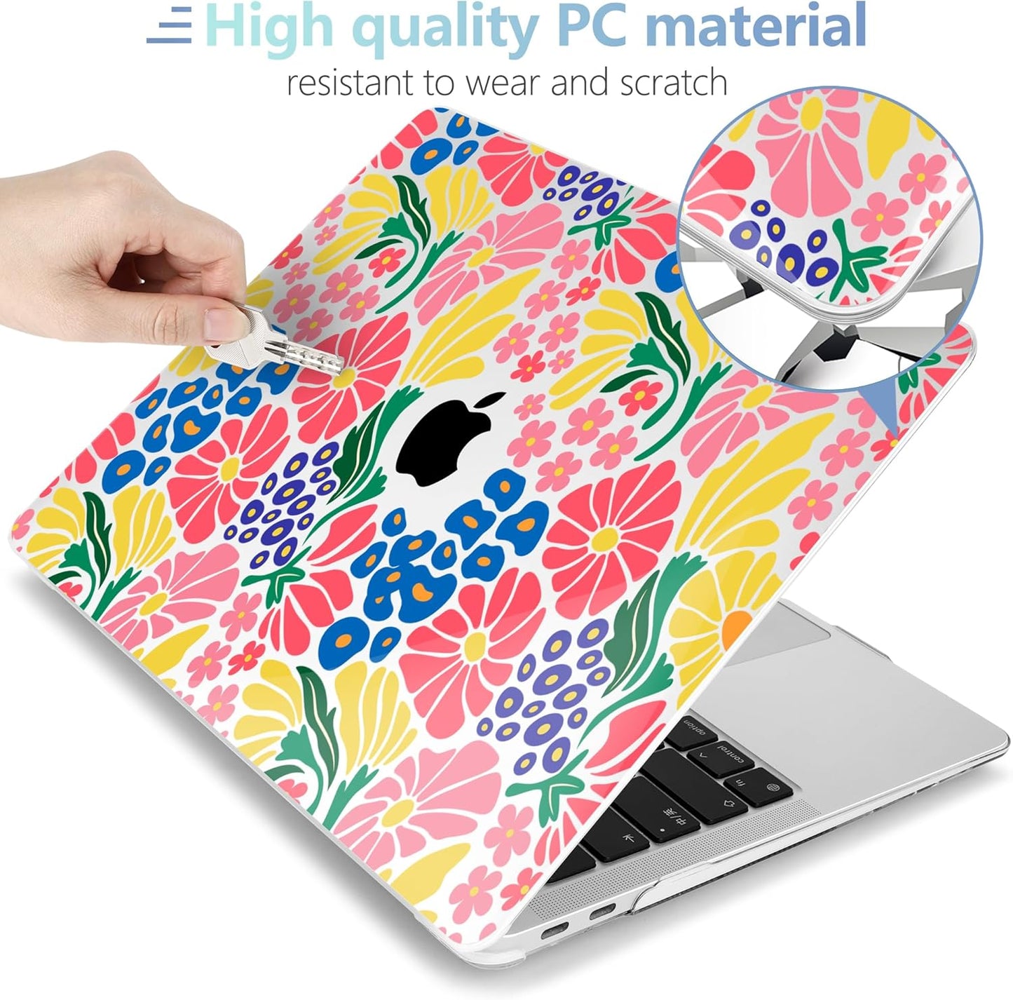 MEEgoodo for MacBook Air 13 inch Case 2021 2020 2019 2018 Released A2337 M1 A2179 A1932 with Touch ID, Plastic Hard Shell & Keyboard Cover Compatible with MacBook Air Case 13.3, Groovy Flower