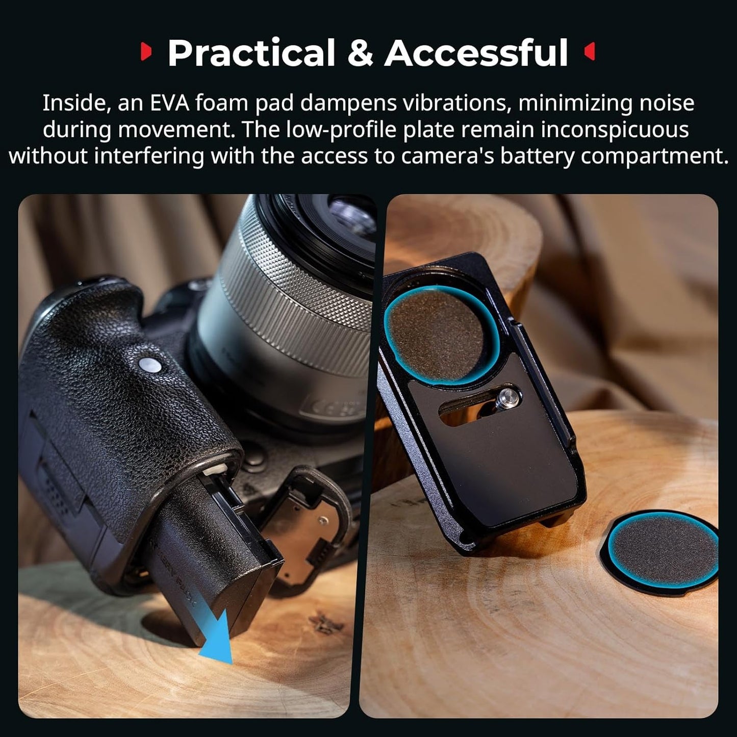 SmallRig Mount Plate for AirTag, Quick Release Camera Mount Baseplate for Arca-Type, Built-in EVA Pad, 1/4"-20 Screws, for Canon EOS R5 / R5 C / R5 Mark II / R6 / R7 / R10 - MD5424