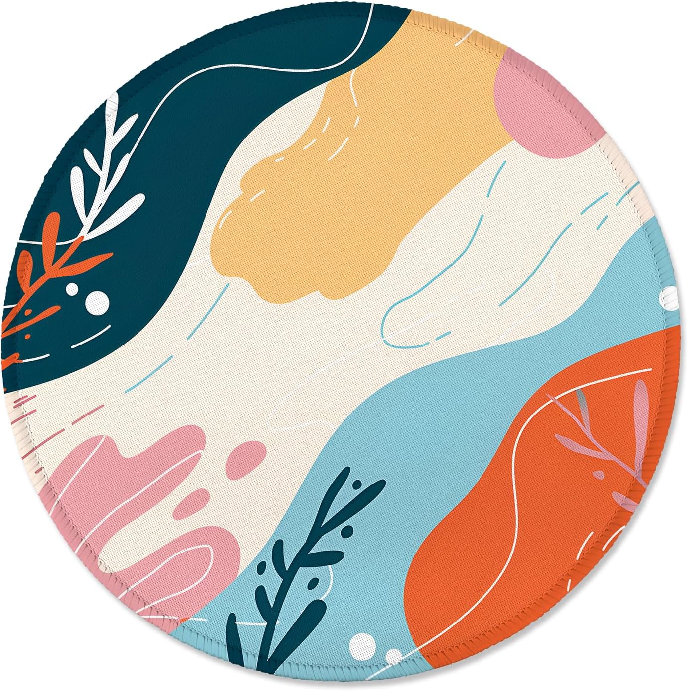 ITNRSIIET Round Mouse Pad with Stitched Edge Premium-Textured Waterproof Non-Slip Rubber Base Desktop Protection Mat Diameter 8.7 inches, Art Style Pattern