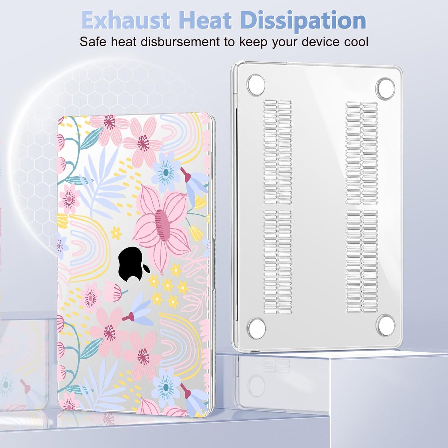 Case for MacBook Air 15 Inch 2025 2024 2023 Release M4 A3241 M3 A3114 M2 A2941, Hard Shell with Screen Protector & Keyboard Cover, Compatible with Touch ID, Florals