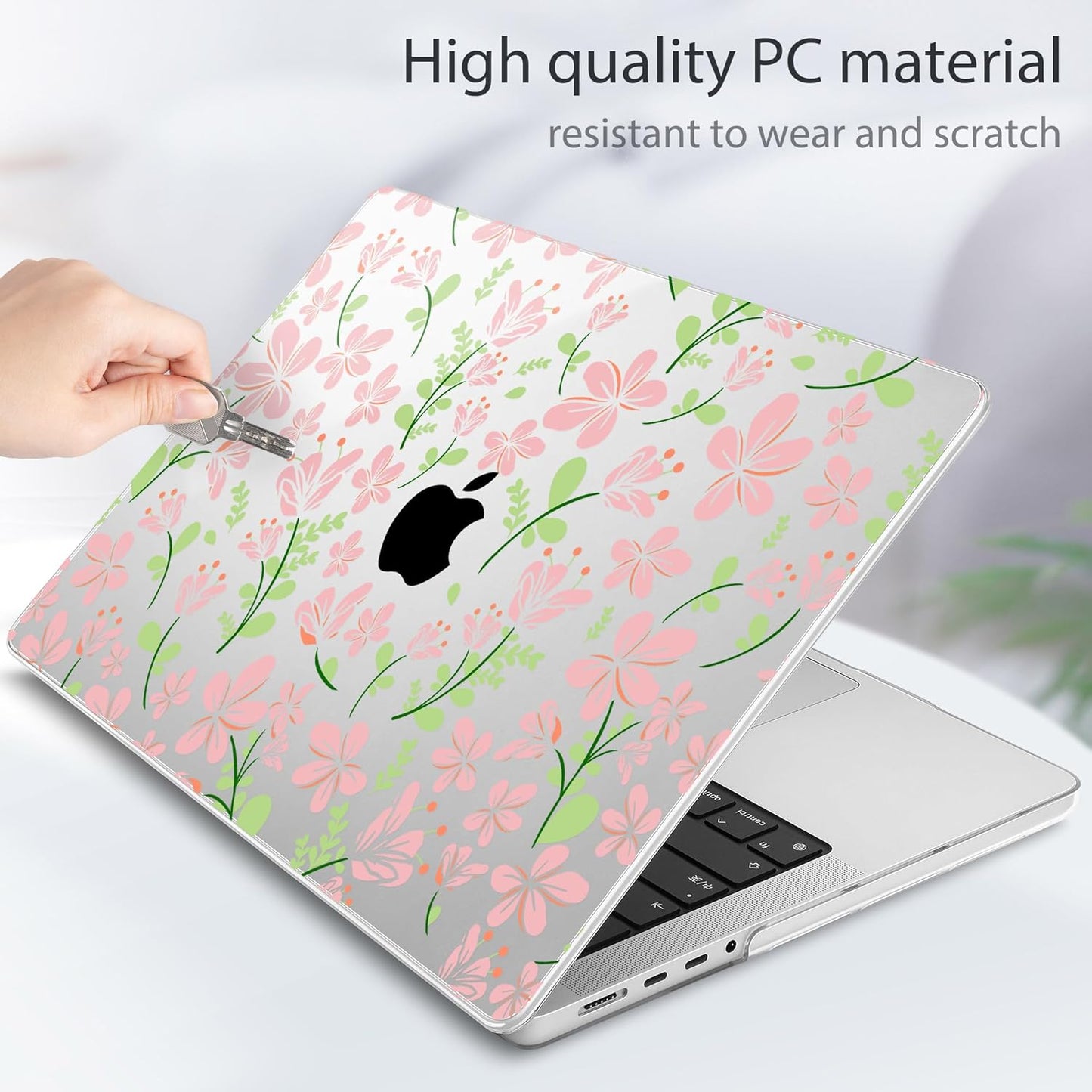 Tuiklol for MacBook Pro 14 Inch Case 2024-2021 Release M4 A3112 A3401 A3185/M3 A2918 A2992/M2 A2779/M1 A2442 Pro/Max,Hard Shell Case with Keyboard Cover & Screen Protector for Touch ID,Unique Flower