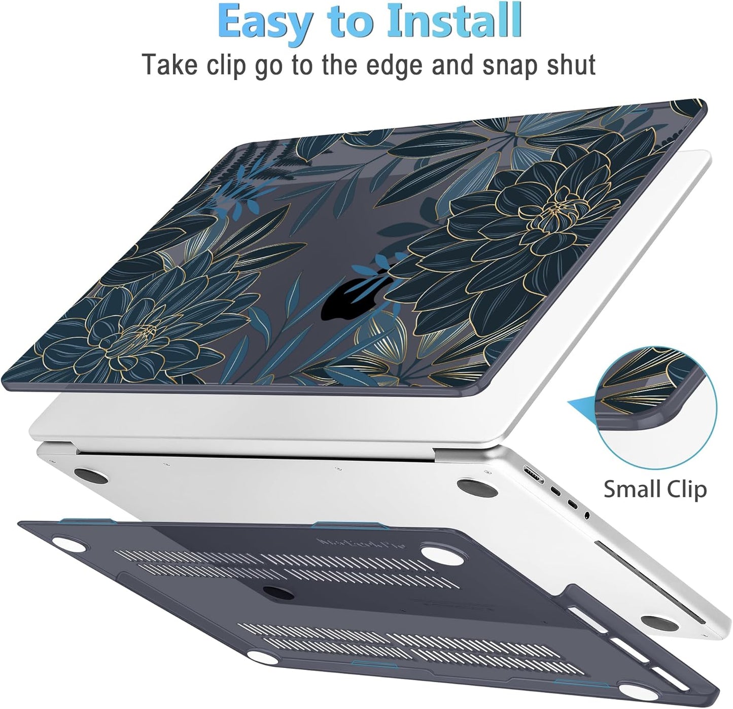 Mektron Case for MacBook Pro 16" M4 A3403 A3186 M3 A2991 M2 A2780 M1 A2485 (2021/2023/2024) Pro/Max with Touch ID, Hard Shell Plastic Laptop Cover Keyboard Cover Screen Protector, Dahlia Flower C035