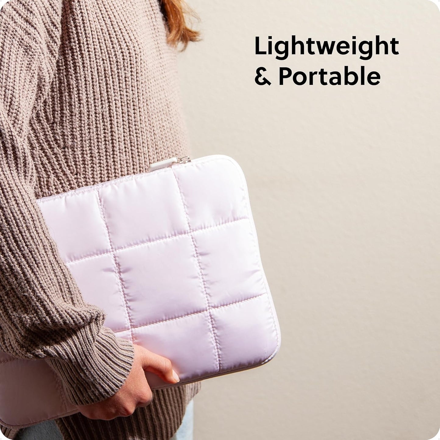 U Brands Nylon Puffer Zipping Medium Laptop Sleeve, 9.75" x 13", Computer Accessories, Laptop Bag for MacBook Pro, MacBook Air, Chromebook, HP Computer, Petal Pink