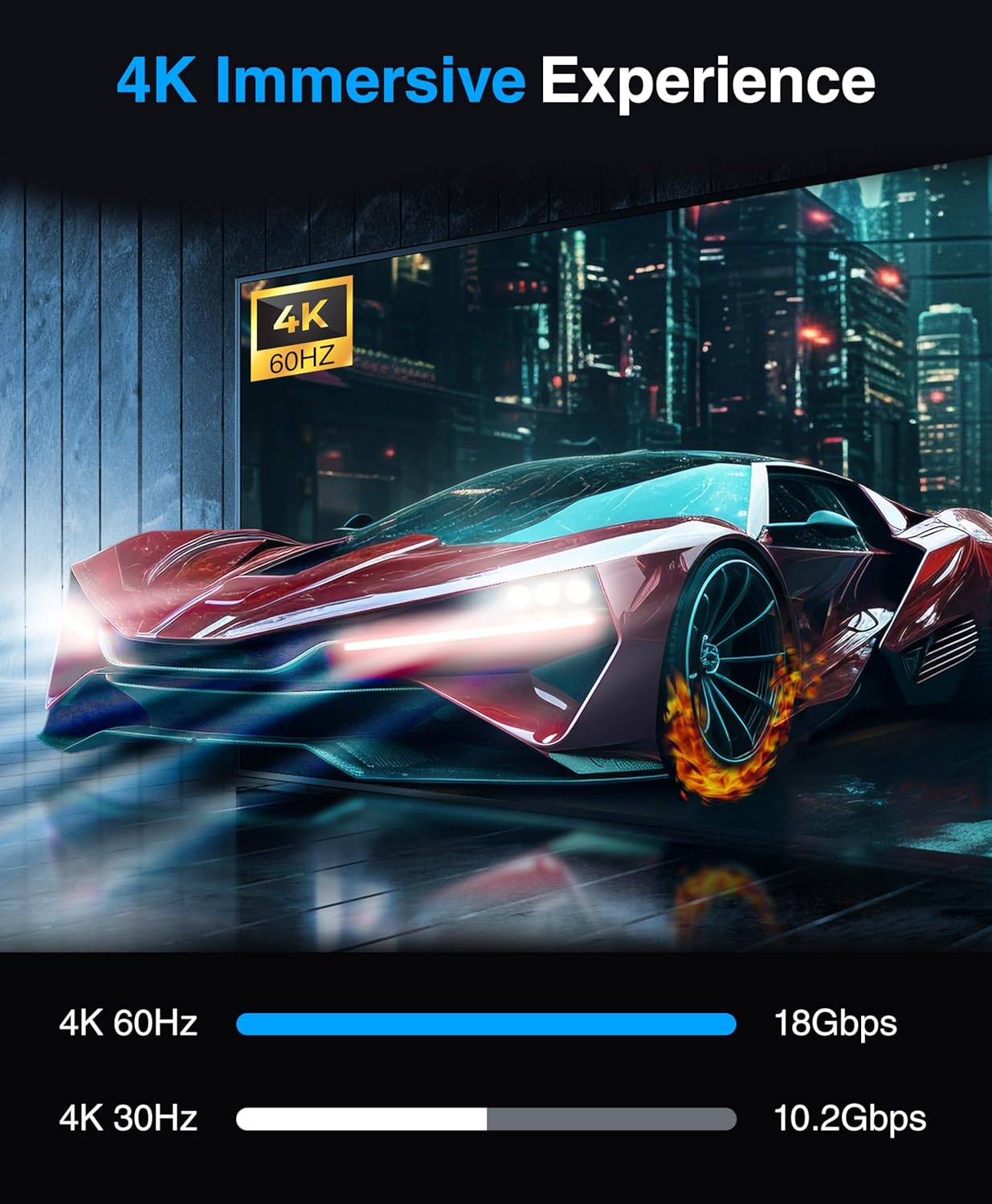 BlueRigger 4K HDMI Switch 5 in 1 Out (4K 60Hz, 5 Port Video Switcher, HDMI Hub, HDR10+, 18Gbps, Selector Box with IR Remote) – Compatible with HDTV, PS5, Xbox, Apple TV, Projector, Blu-Ray