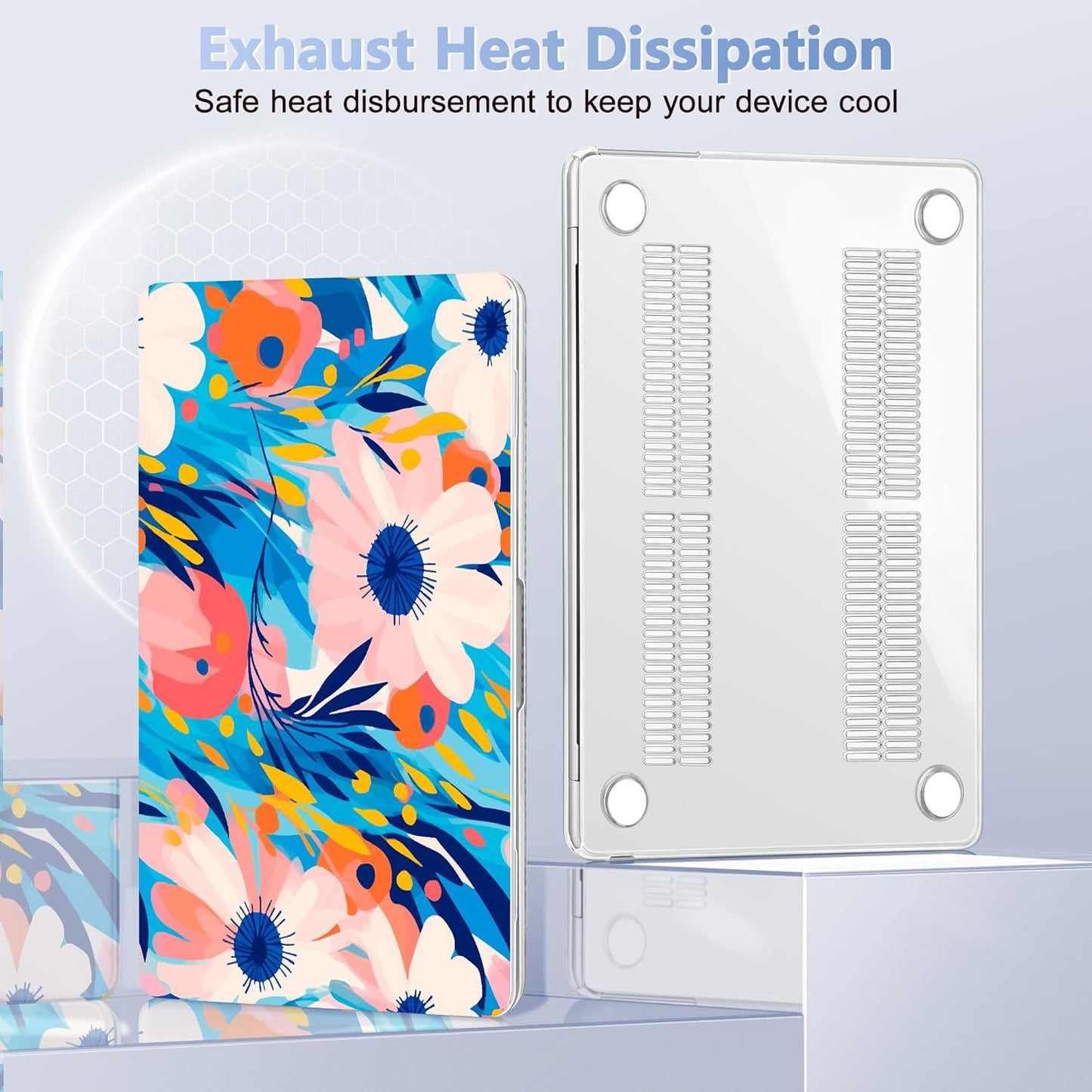 Case for MacBook Air 15 Inch 2025 2024 2023 Release M4 A3241 M3 A3114 M2 A2941, Hard Shell with Screen Protector & Keyboard Cover, Compatible with Touch ID, Ornament