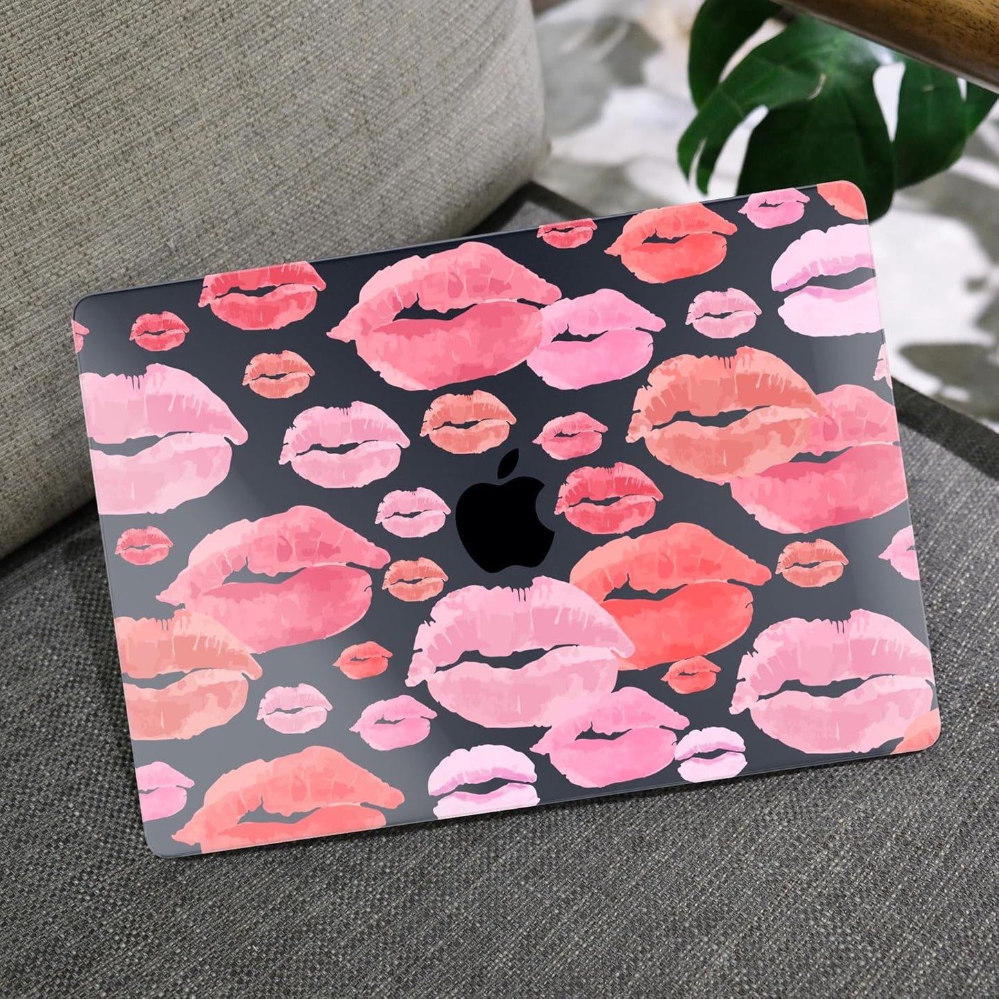 MEEgoodo for MacBook Air 13.3 inch Case 2021 2020 2019 2018 A2337 M1 A2179 A1932, Laptop Shell for MacBook Air M1 with Keyboard Webcam Cover & Trackpad Film & Type C Adapter,Red & Pink Lips