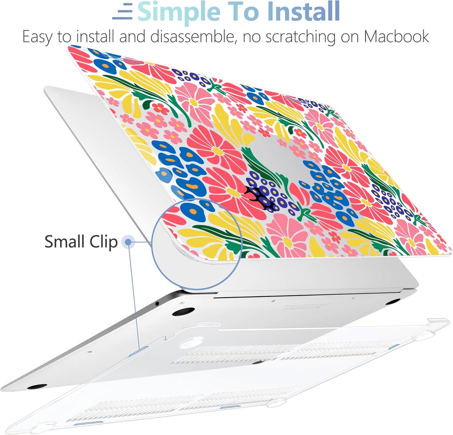 MEEgoodo for MacBook Air 13 inch Case 2021 2020 2019 2018 Released A2337 M1 A2179 A1932 with Touch ID, Plastic Hard Shell & Keyboard Cover Compatible with MacBook Air Case 13.3, Groovy Flower