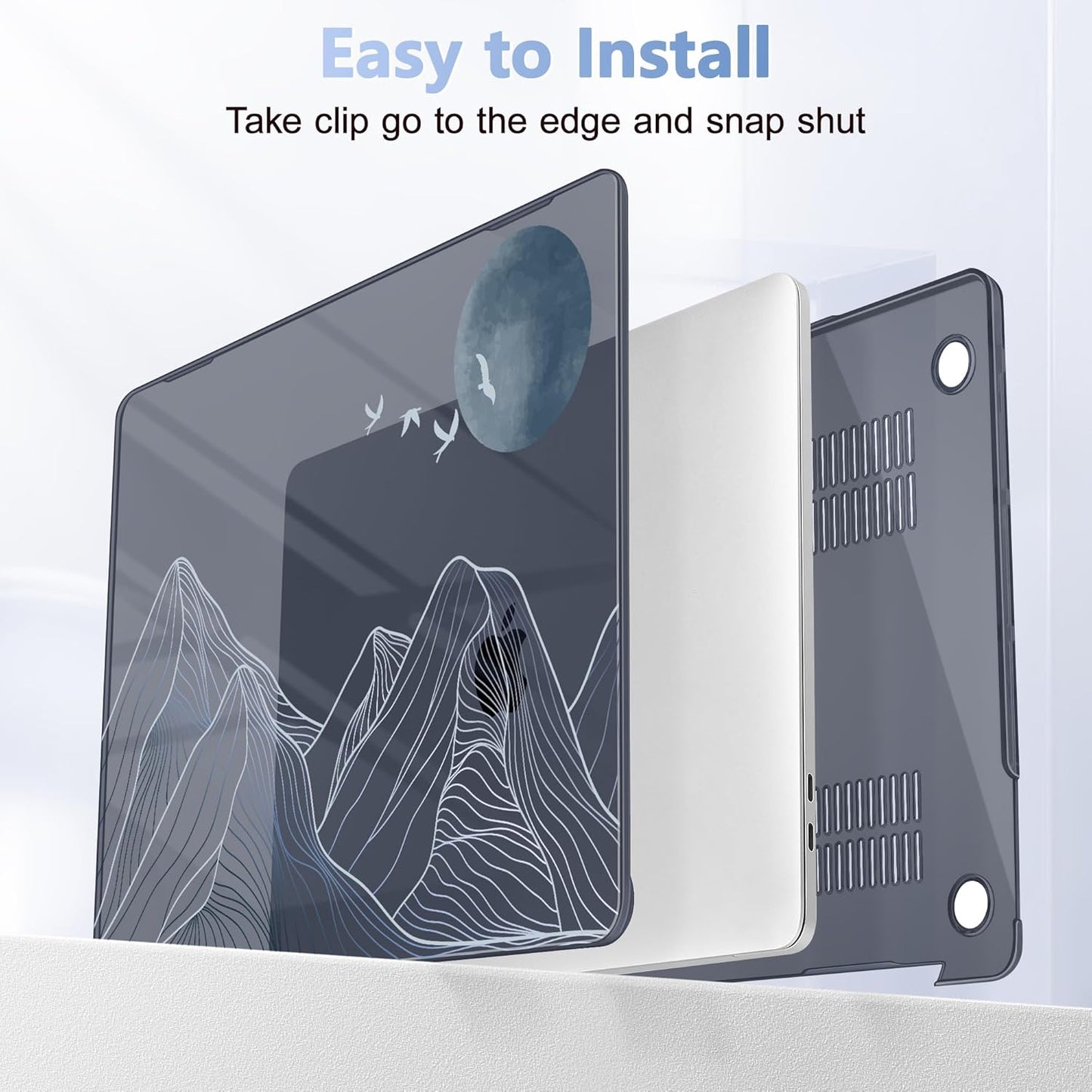 Case for MacBook Pro 13 inch with/Without Touch Bar (2016-2022, M2 A2338 M1 A2289 A2251 A2159 A1989 A1706 A1708), Hard Shell + Keyboard Cover + Dust Plug Abstract Mountain