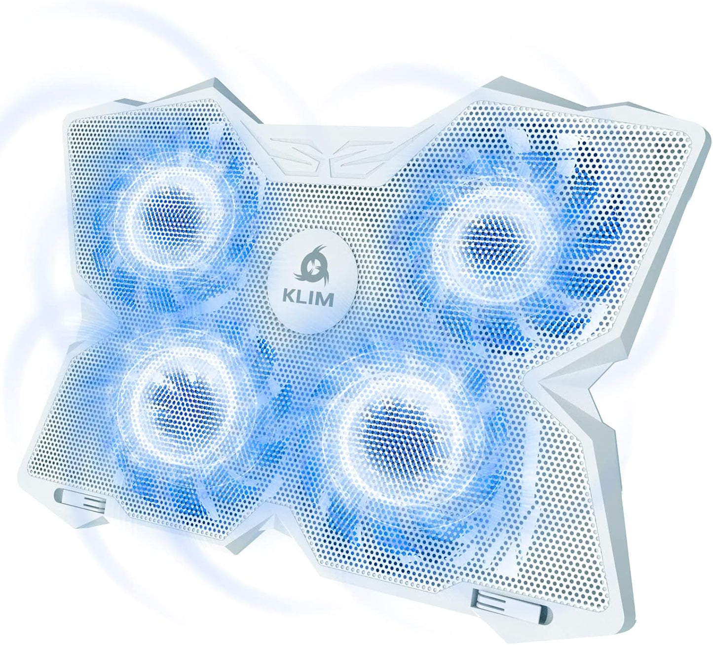 KLIM Wind Laptop Cooling Pad - More Than 500 000 Units Sold - New - The Most Powerful Rapid Action Cooling Fan - Laptop Stand with 4 Cooling Fans at 1200 RPM - USB Fan - PS5 PS4 - Full White