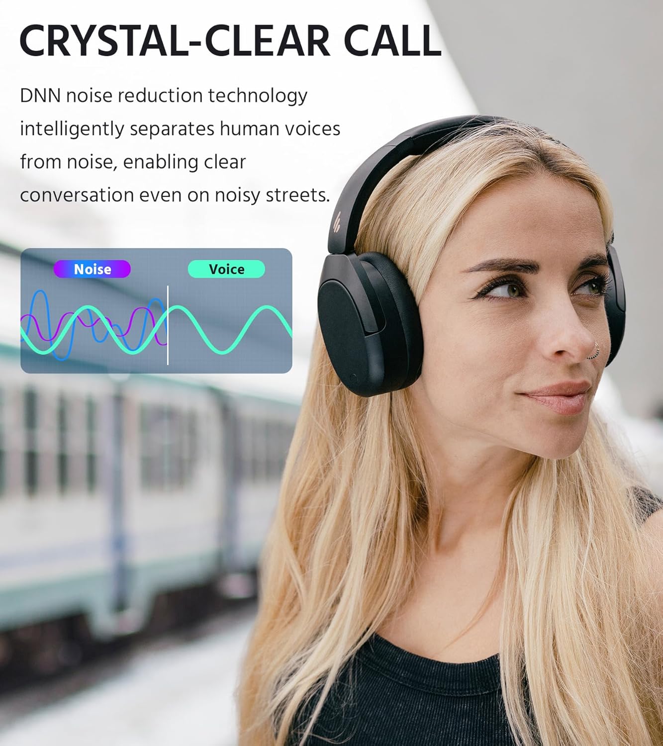 Edifier W830NB Wireless Over Ear Headphones with -45dB Active Noise Cancelling, 94H Playtime, LDAC Hi-Res Sound, Spatial Audio, Fast Charging, Multipoint Connection, Bluetooth V5.4 - Black