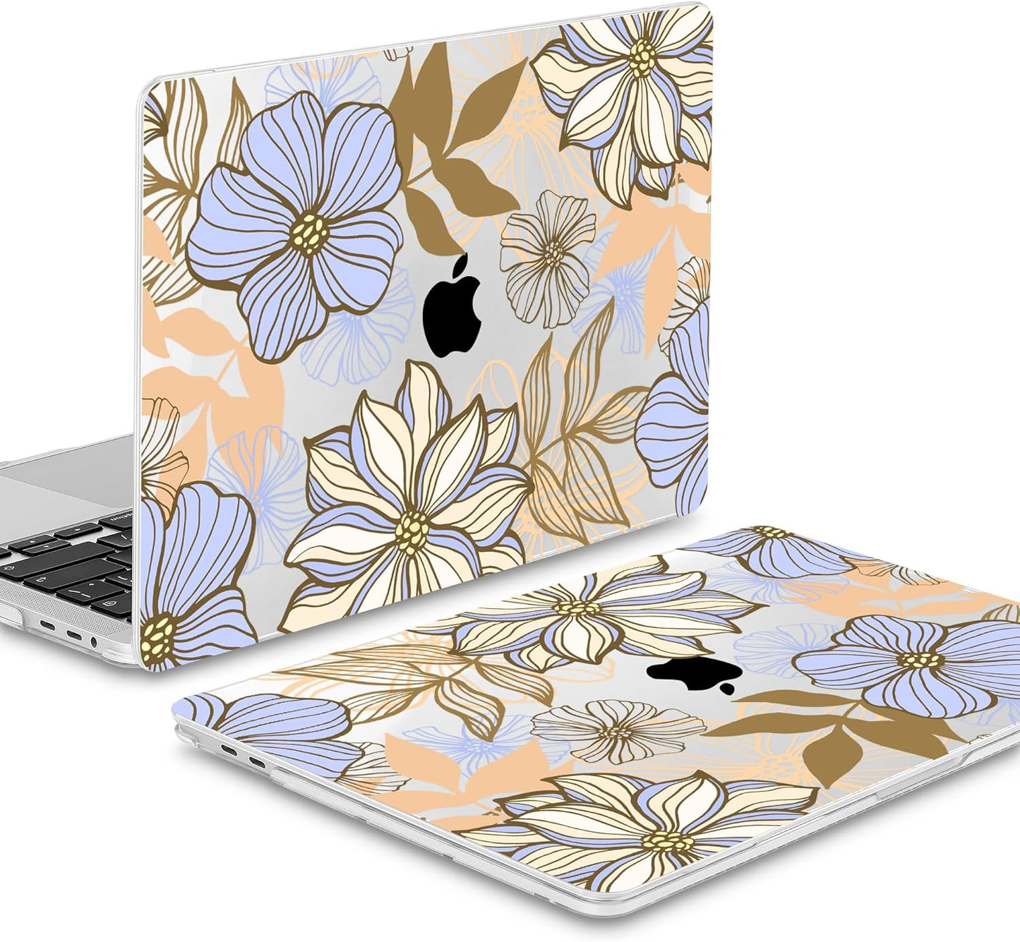 Mektron Case for MacBook Pro 16 Inch A2141 Cover 2019 Release 16" with Liquid Retina Display/Touch ID, Plastic Hard Shell with Keyboard Skin & Screen Protector & Dust Plug, Abstract Floral