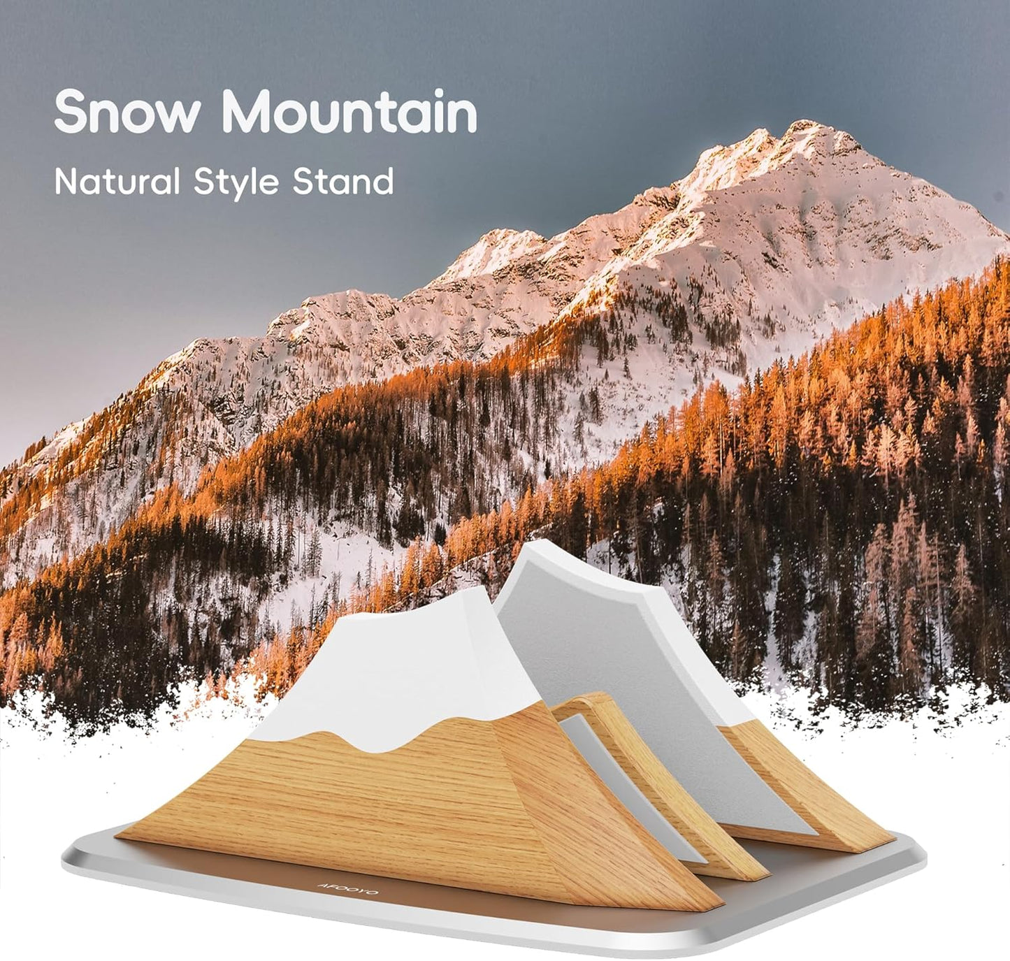 Vertical Dual Laptop Stand - Snow Peak-Shaped Wooden Adjustable Laptop Holder,2 Slots Desktop Dock Compatible with All MacBook, Surface,Chromebook,Dell & More(Beechwood)