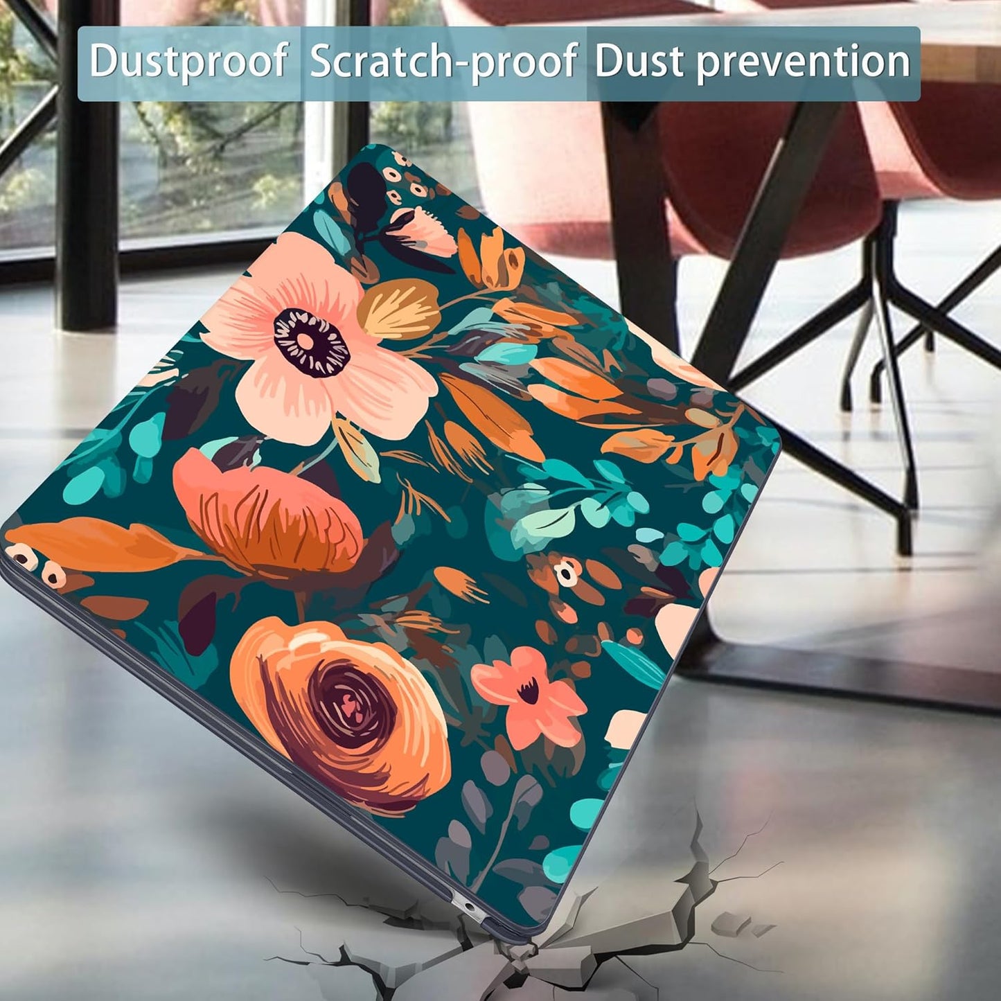 Mektron for 2025 M4 MacBook Air 13.6 Inch A3240 Case Fits 2023 A2681 M2 2024 A3113 M3 Chip with Liquid Retina Display Touch ID, Printed Plastic Hard Shell Cover for MacBook Air 13.6", Abstract Florals