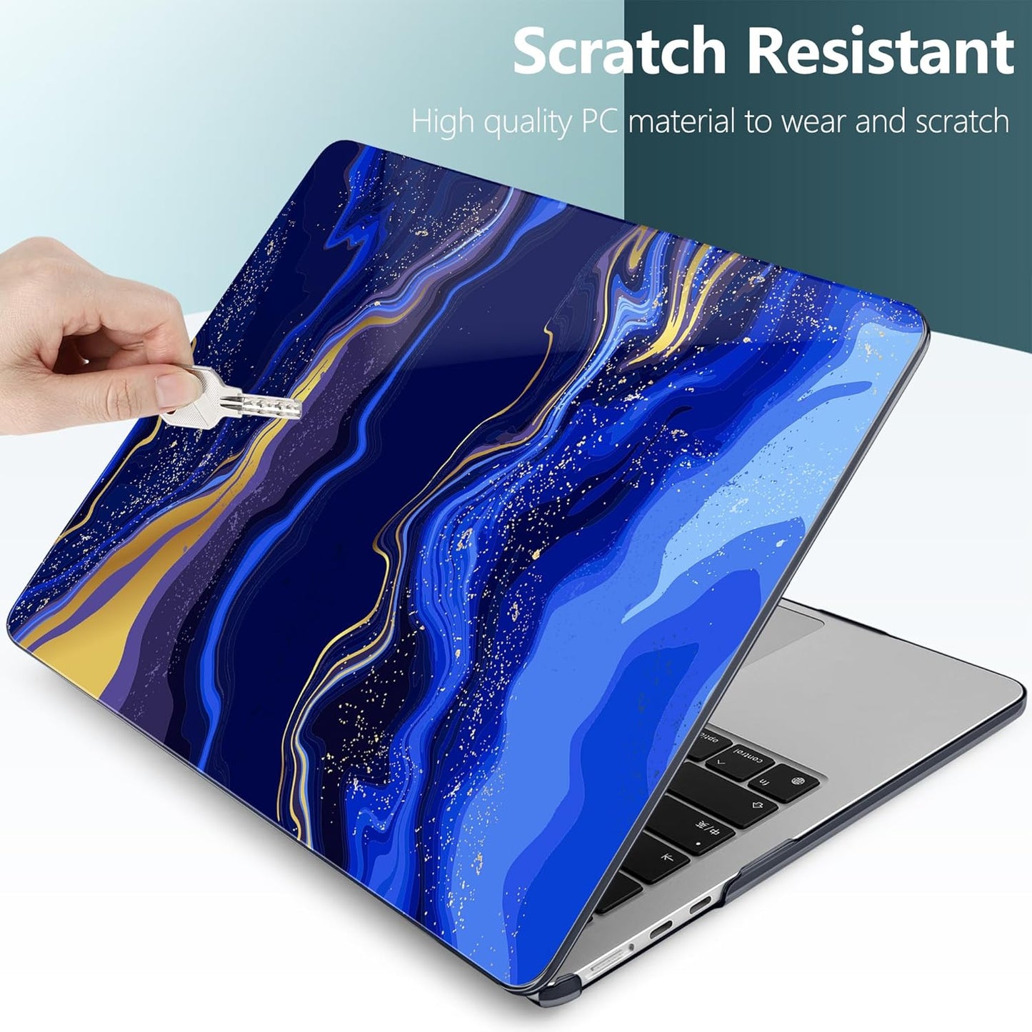TWOLSKOO Compatible with M4 MacBook Air 13.6 inch Case 2025-2022 Release M4 A3240 M3 A3113 M2 A2681, Plastic Hard Shell & Keyboard Cover & Type C Adapter & Screen Protector, Abstract Marble