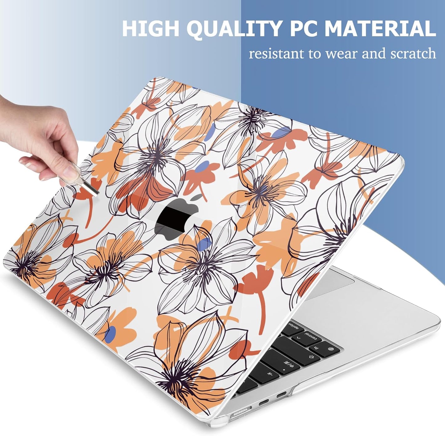Mektron Compatible with M4 MacBook Air 15 inch Case 2025 A3241 2024 2023 M3 A3114 A2941 M2 Liquid Retina Display Touch ID, Plastic Hard Case & Keyboard Skin & Screen Protector - Floral C345