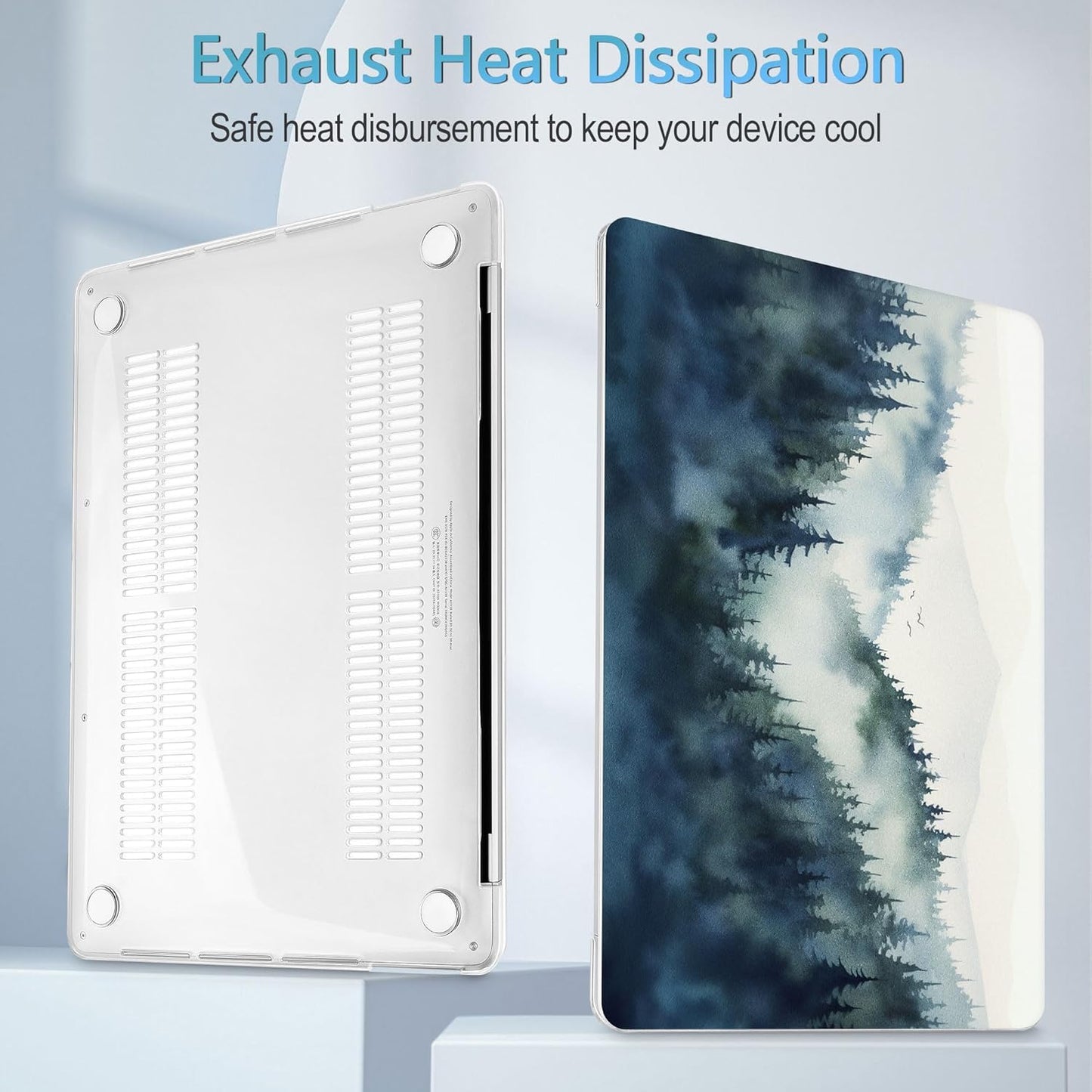 Mektron for MacBook Air 13 Case A1466/A1369 (2010-2017 Release), Snap-on Plastic Hard Shell Cover for MacBook Air 13.3 inch with Keyboard Cover, Misty Forest C133