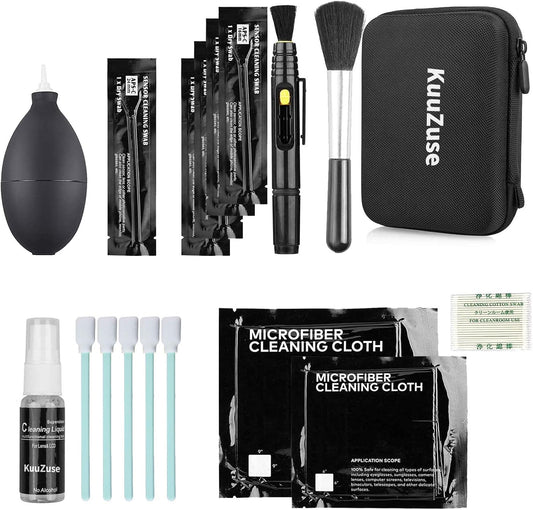 Professional DSLR Camera Cleaning Kit with APS-C Cleaning Swabs, Microfiber Cloths, Camera Cleaning Pen, for Camera Lens, Optical Lens and Digital SLR Cameras.
