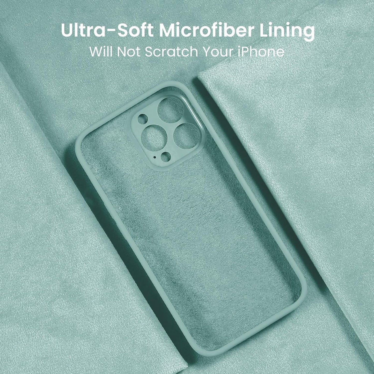 FireNova Designed for iPhone 15 Pro Max Case, Silicone Upgraded [Camera Protection] Phone Case with [2 Screen Protectors], Soft Anti-Scratch Microfiber Lining Inside, 6.7 inch, Mint Green