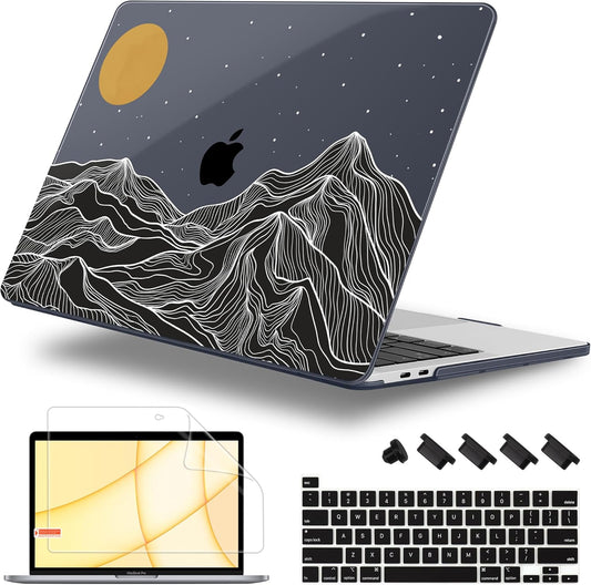 Case for MacBook Pro 13 inch with/Without Touch Bar (2016-2022, M2 A2338 M1 A2289 A2251 A2159 A1989 A1706 A1708), Hard Shell + Keyboard Cover + Dust Plug, Mountain