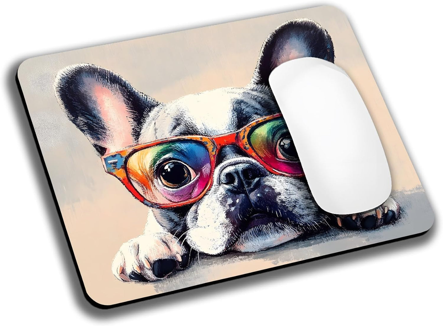 Funny Bulldog Dog Mouse Pads for Desk, Portable Wireless Computer Mouse pad Small Design with Women, Non-Slip Rubber Base Laptop Mousepad 9.5" x 7.9" Smooth Surface for Office & Travel