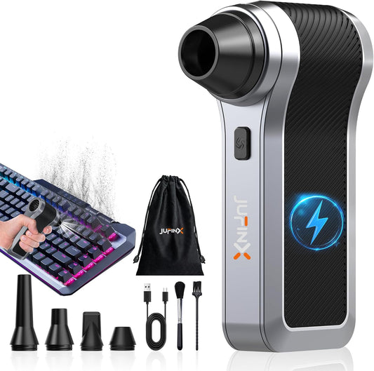 Electric Air Duster - 130000RPM Compressed Air Duster with Brushless Motor,3-Gear Speeds - Air Duster, 4pcs Nozzles - Mini Blower for Keyboard,Car,PC,Home Cleaning