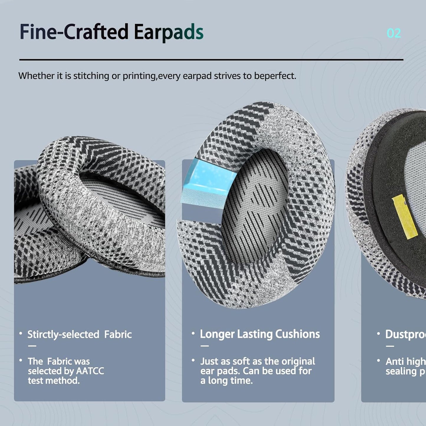 Cooling-Gel QuietComfort 35 / QC35 ii Replacement Ear Pads for Bose Headphones, Also Fit for Bose QC45 QC35 QC25 QC2 QC15/ Around-Ear 2 AE2i AE2w/ SoundTrue & SoundLink Series, Dark Grey