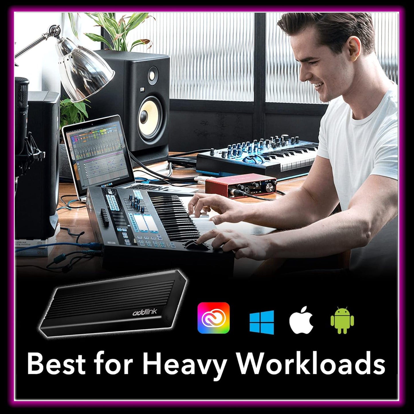 Addlink External Portable SSD 2TB P20 USB 3.2 Gen2 up to 1050MB/s, 3D TLC USB C Solid State Drive, for PC Laptop Mac Windows Linux Android PS4 PS5 Xbox One Smart TV (ad2TBP20B32) Made in Taiwan